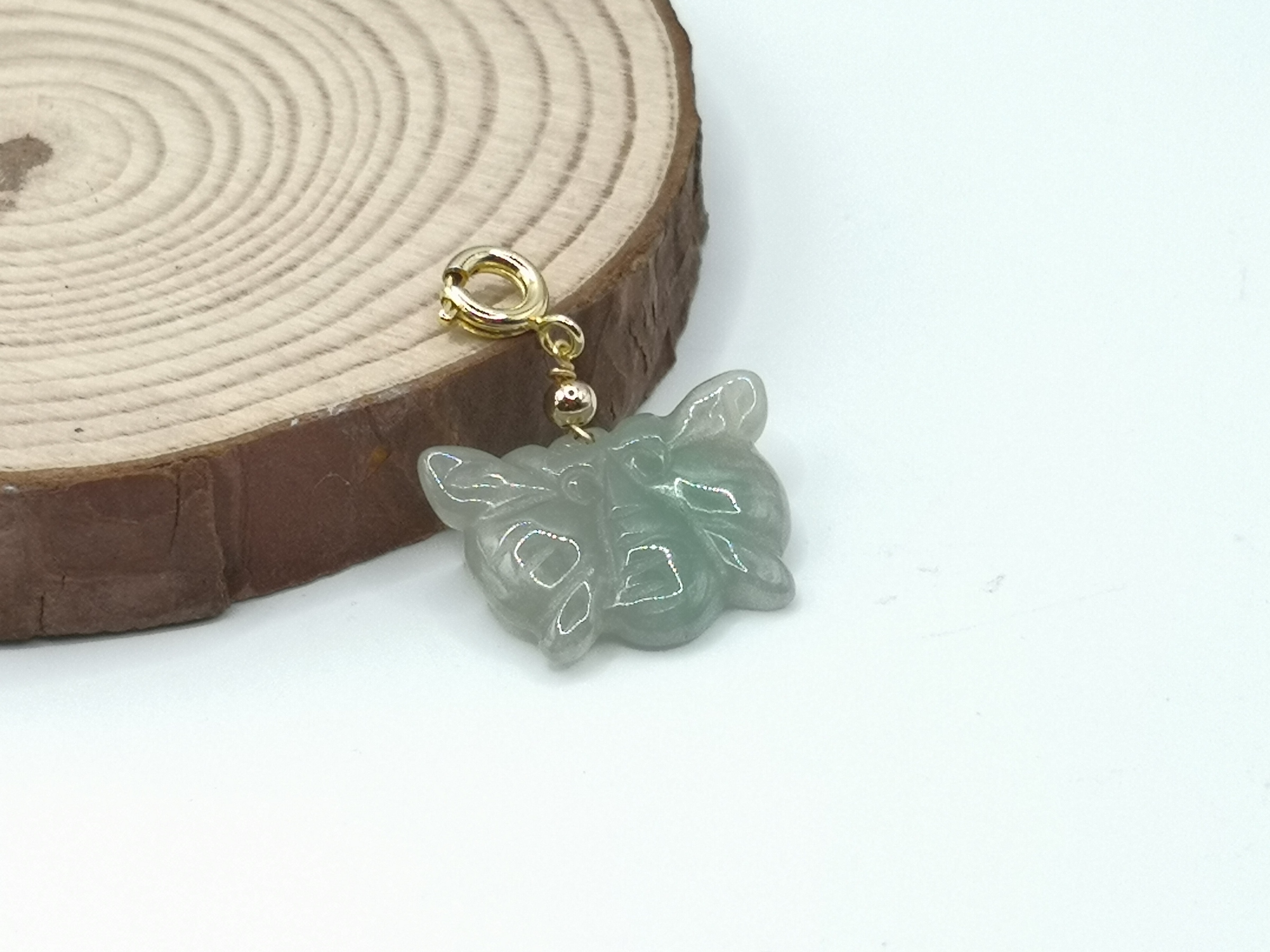 🍀 P062 - Natural Jade Pendant 天然翡翠玉蝴蝶吊坠