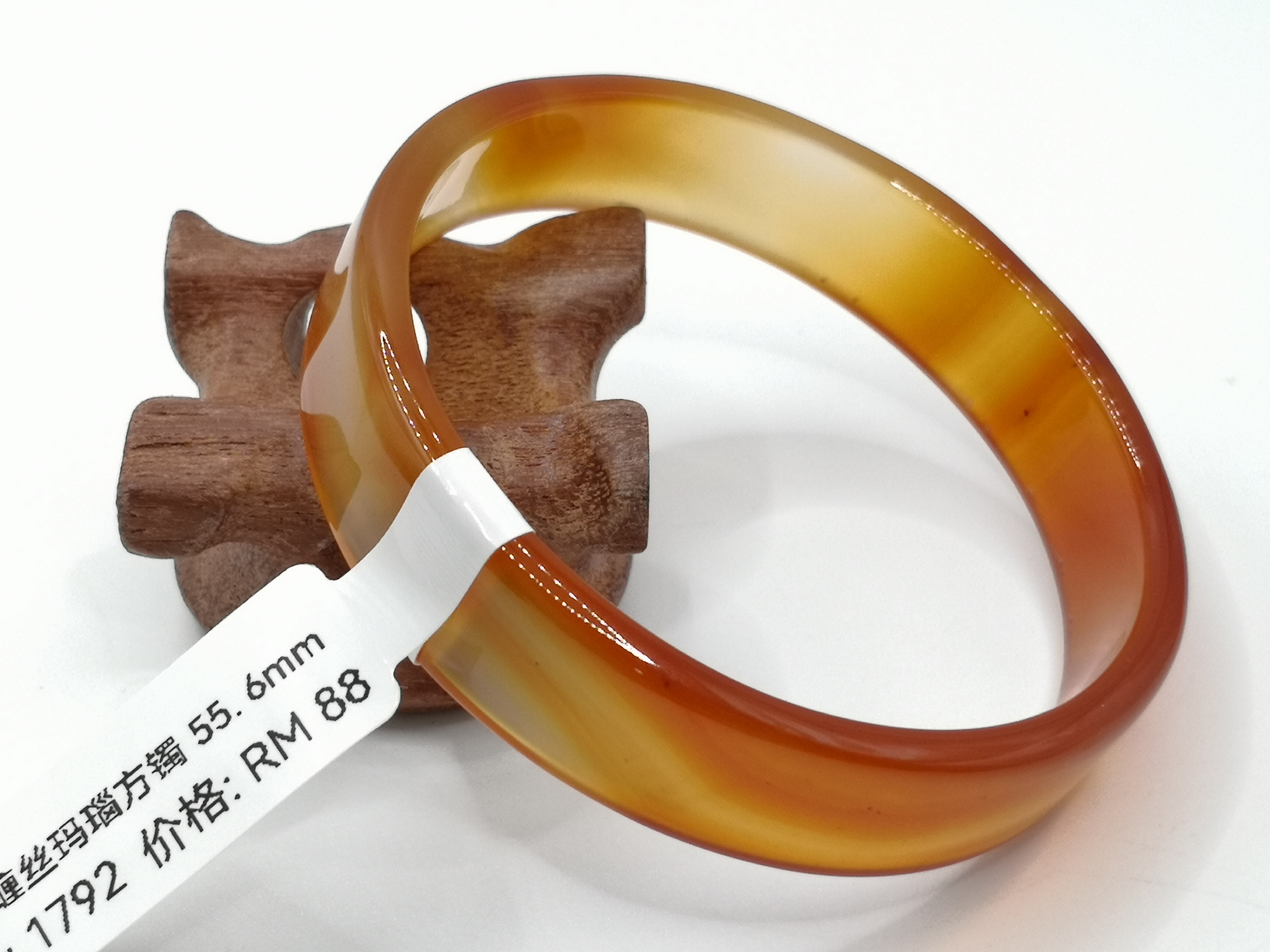 🍀 B1792 - Natural Sardonyx Agate Bangle 55mm 天然缠丝玛瑙方镯 55mm