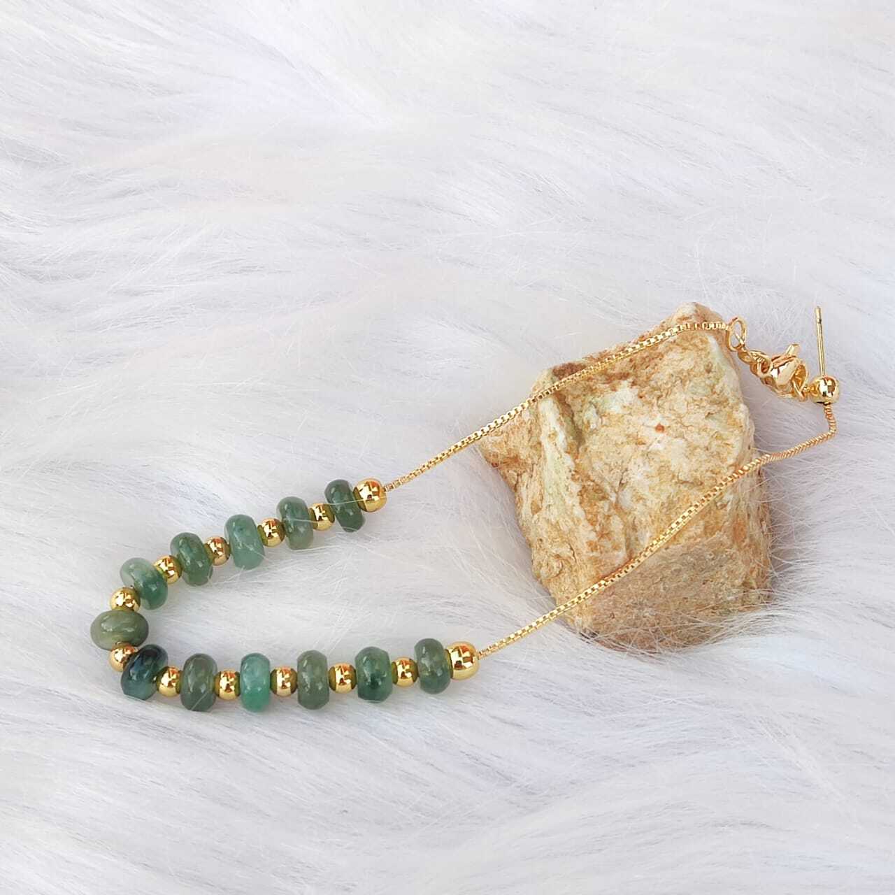 🍀 C126 - Natural Jade Bracelet with 14K Gold Bracelet 天然翡翠玉手链 配14K金手链