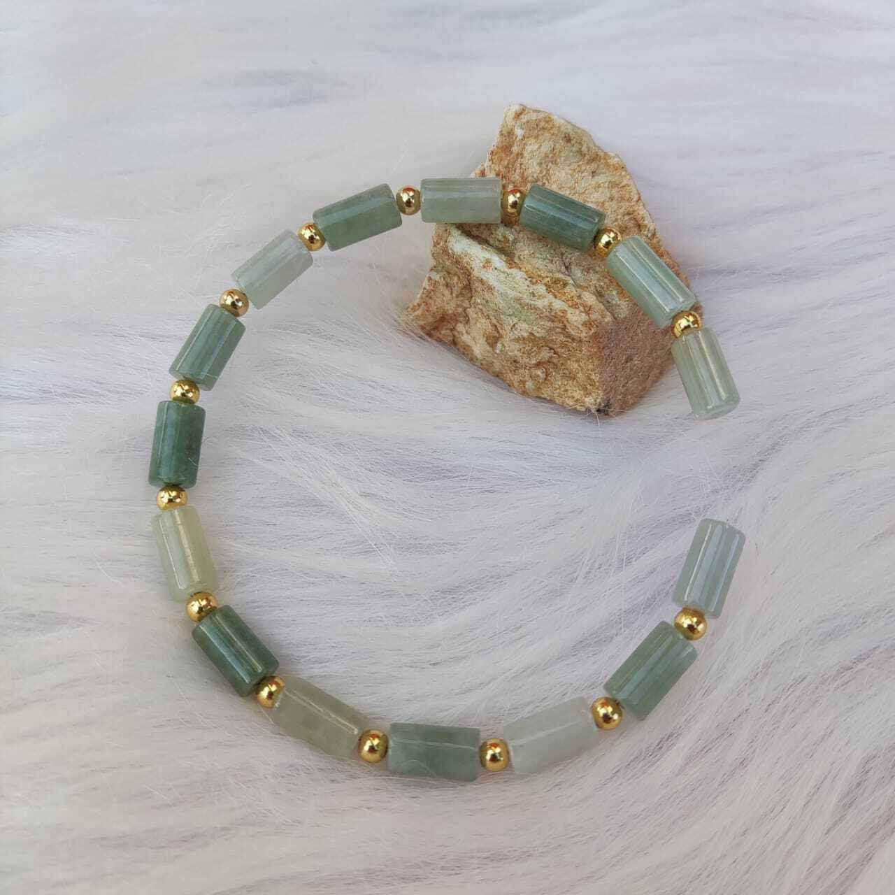 🍀 C127 - Natural Jade Bracelet with 14K Gold Bracelet 天然翡翠玉手链 配14K金手链