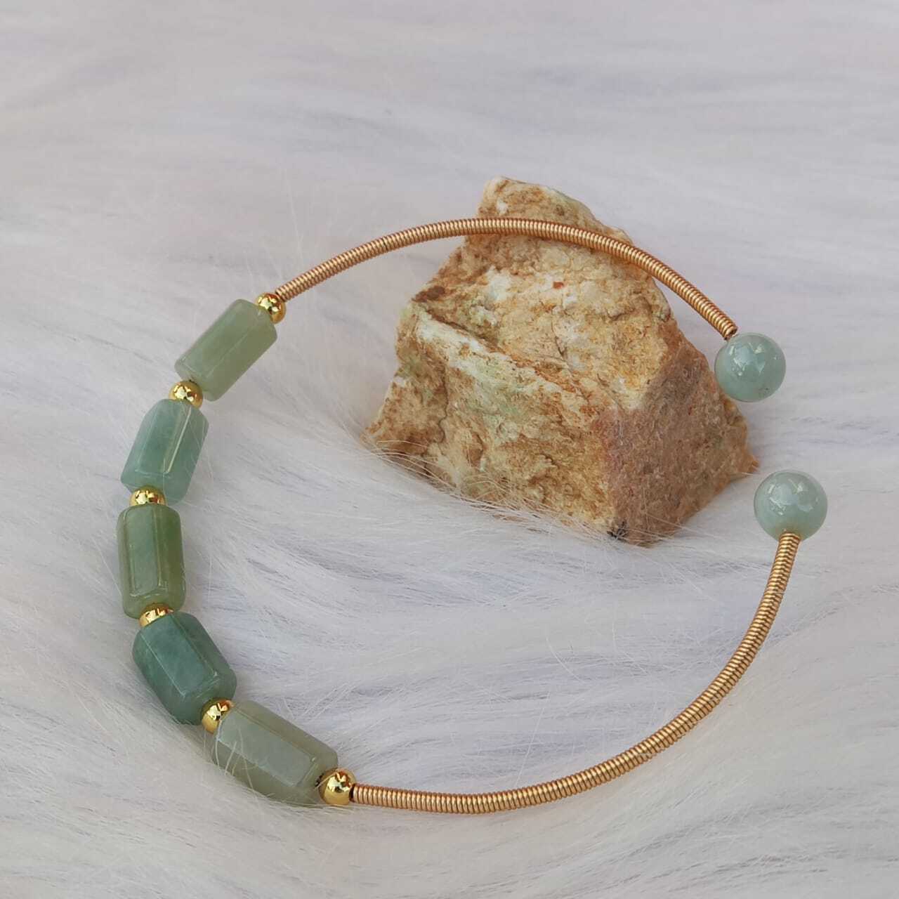 🍀 C128 - Natural Jade Bracelet with 14K Gold Bracelet 天然翡翠玉手链 配14K金手链