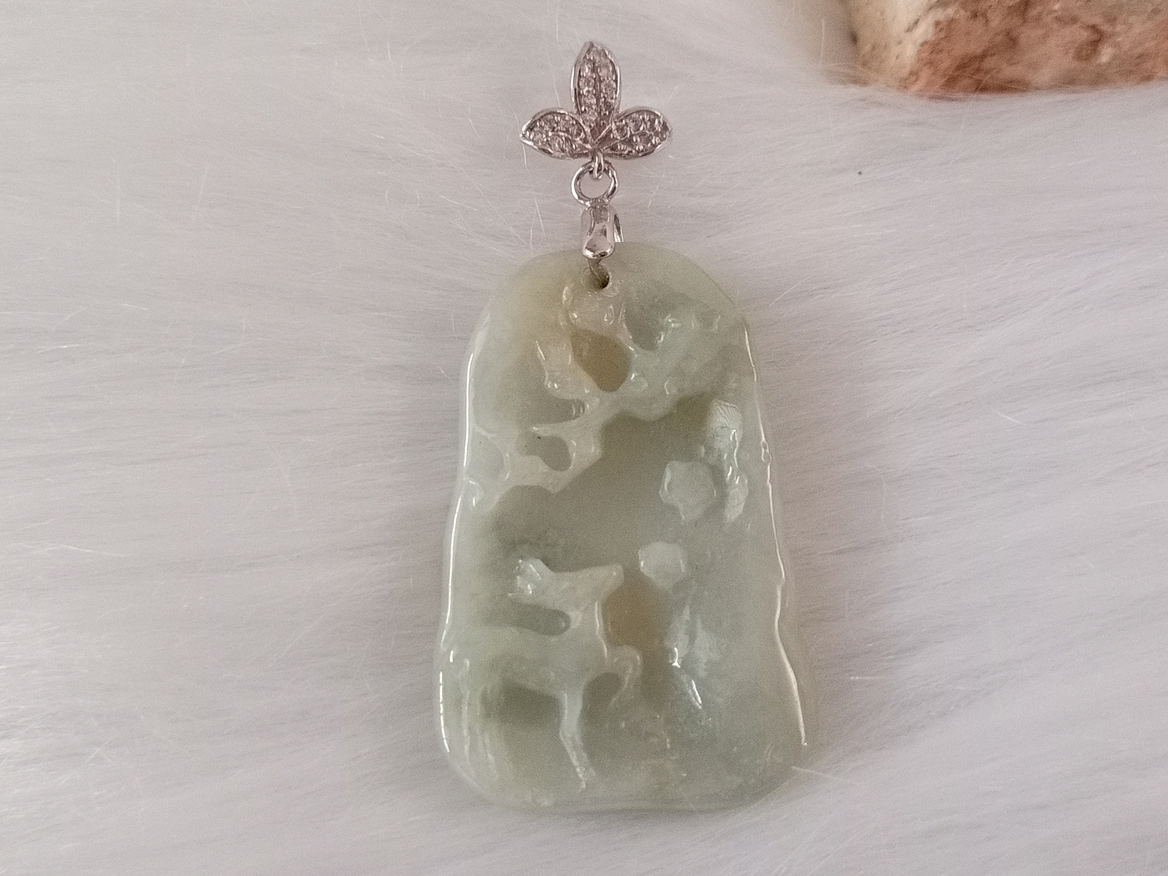 🍀 P215 - Natural Myanmar Jadeite Jade Pendant with 925 silver pendant buckle head (with cert) 天然缅甸翡翠A货 