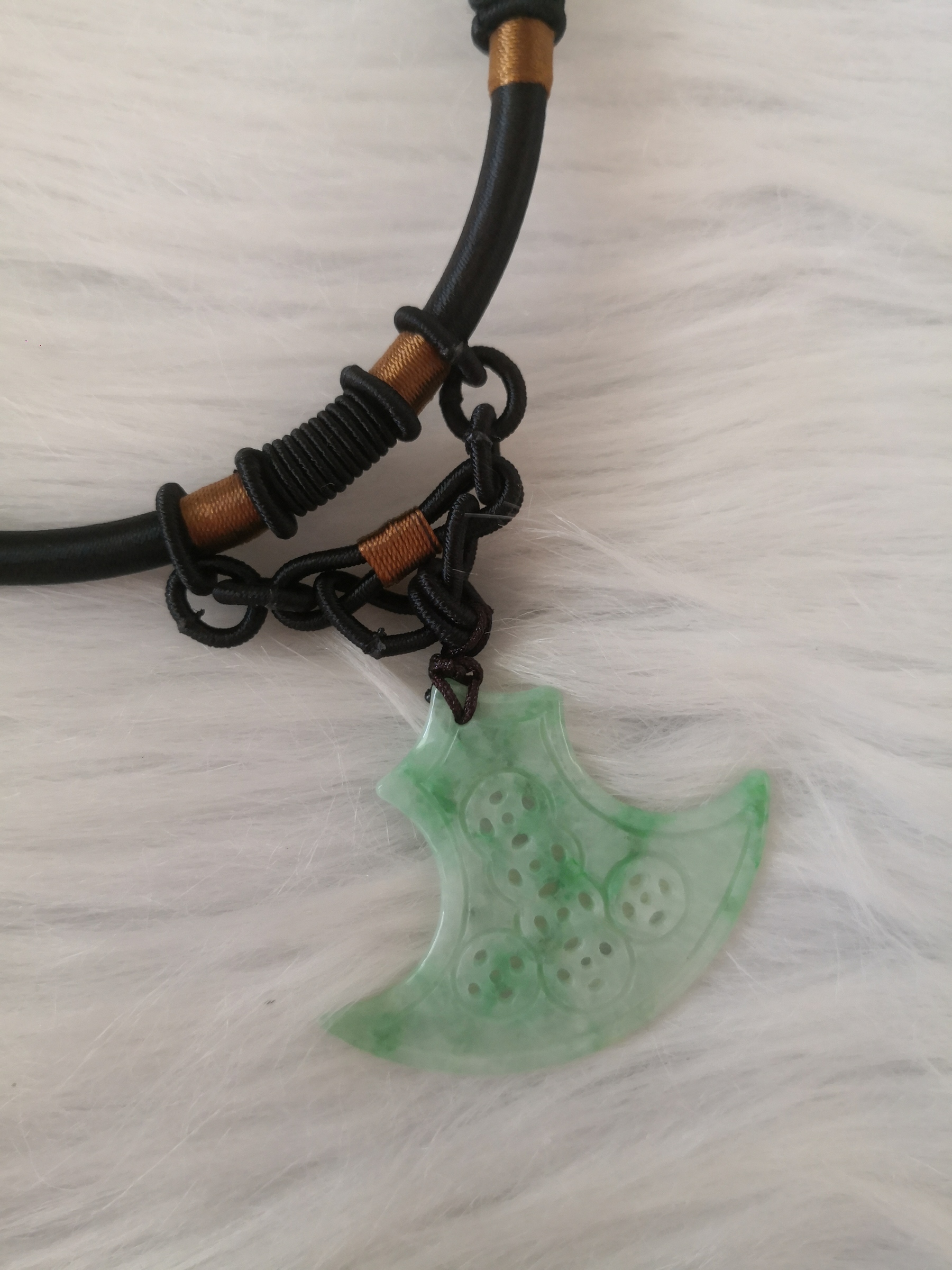 🍀 N013 - Natural Myanmar Jadeite Jade Pendant With Vintage Necklace Rope Collar 天然缅甸翡翠A货 吊坠 配复古项链绳项圈