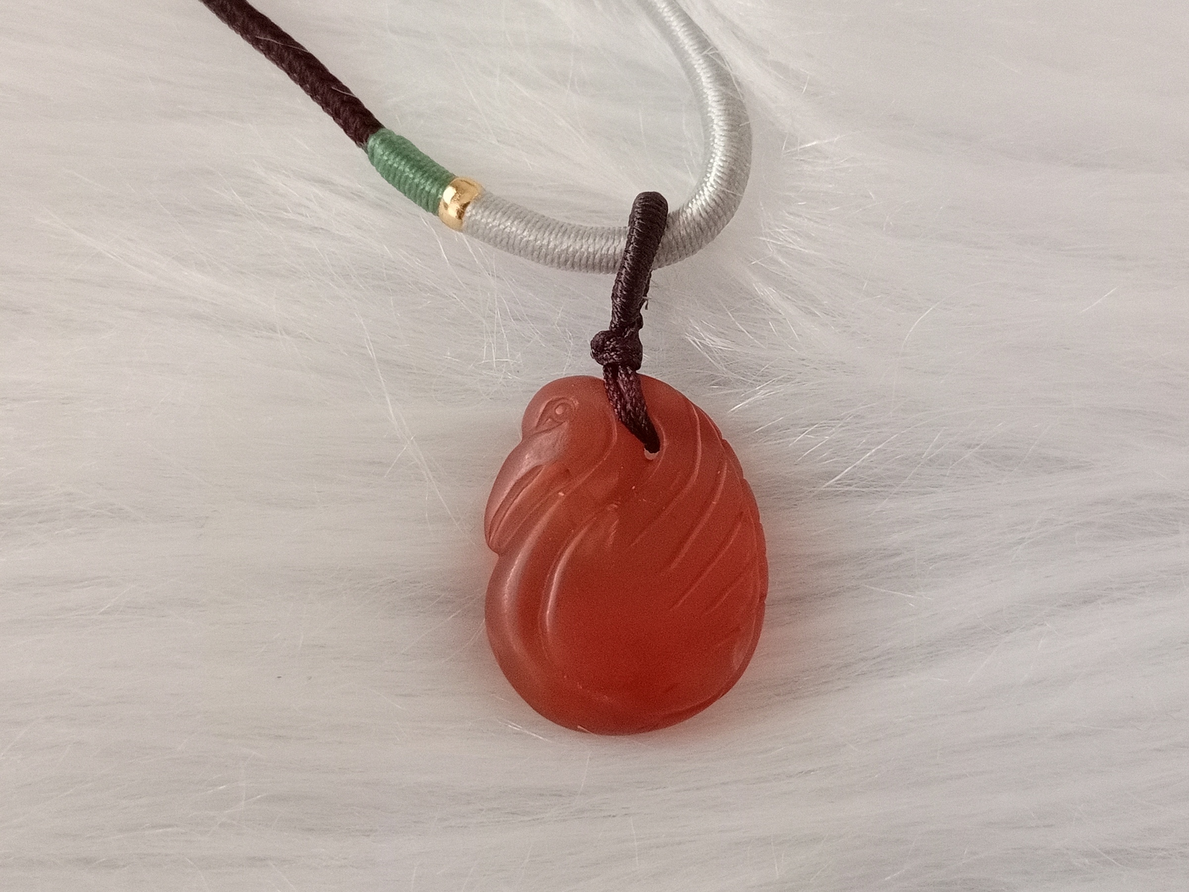 🍀 P265 - Natural South Red Agate Pendant with Necklace Rope (matte color) 天然南红玛瑙吊坠 配项链绳 (哑光色）