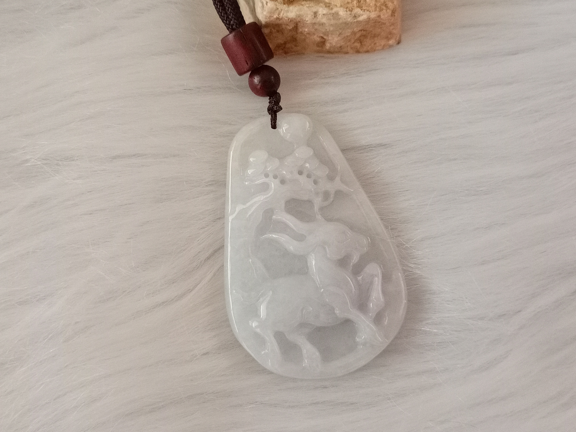 🍀 P275 - Natural Myanmar Jadeite Jade Pendant with Necklace Rope  天然缅甸翡翠A货浅紫 吊坠 配项链绳