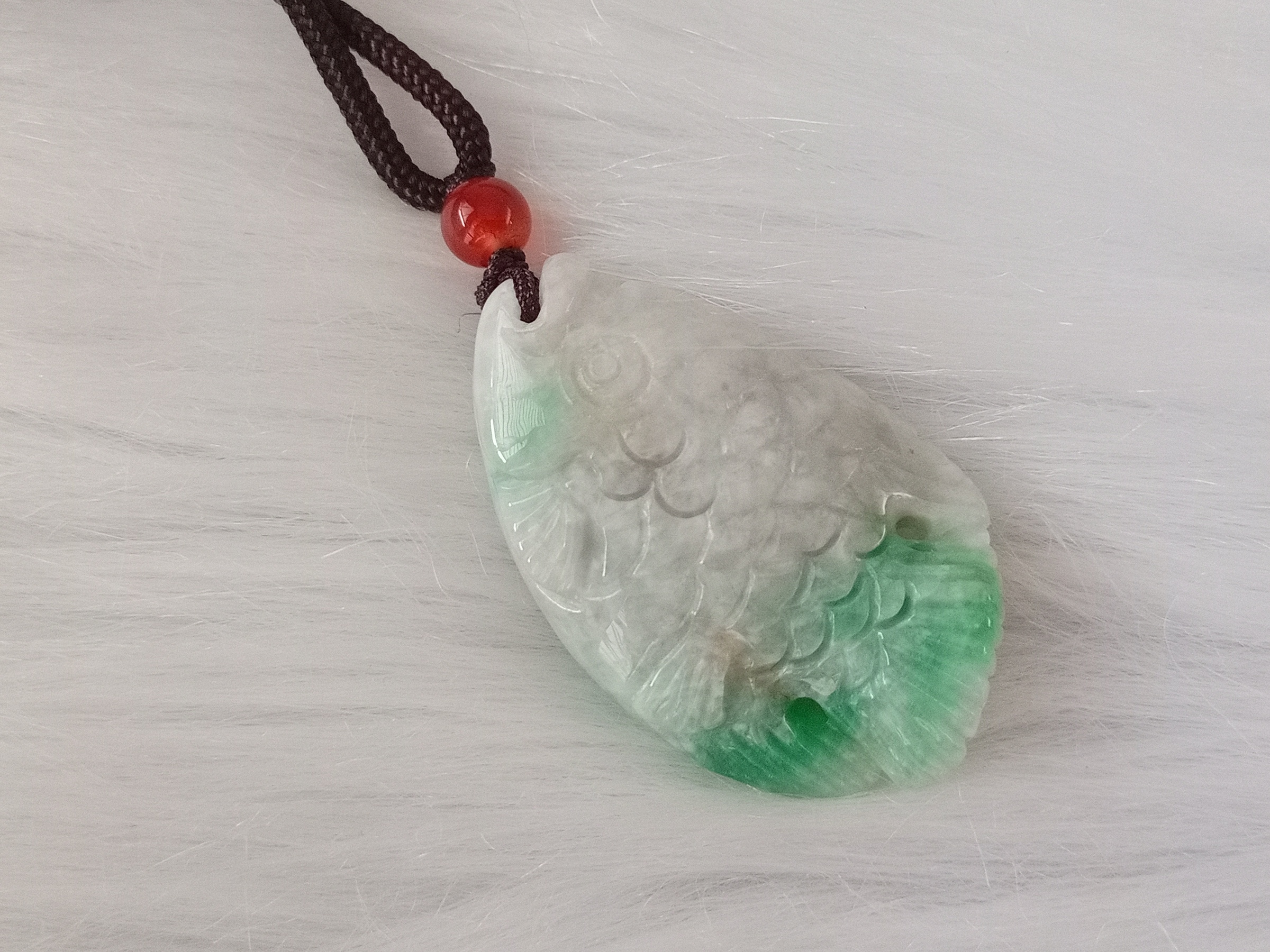 🍀 P279 - Natural Myanmar Jadeite Jade Pendant with With Necklace Rope 天然缅甸翡翠A货 