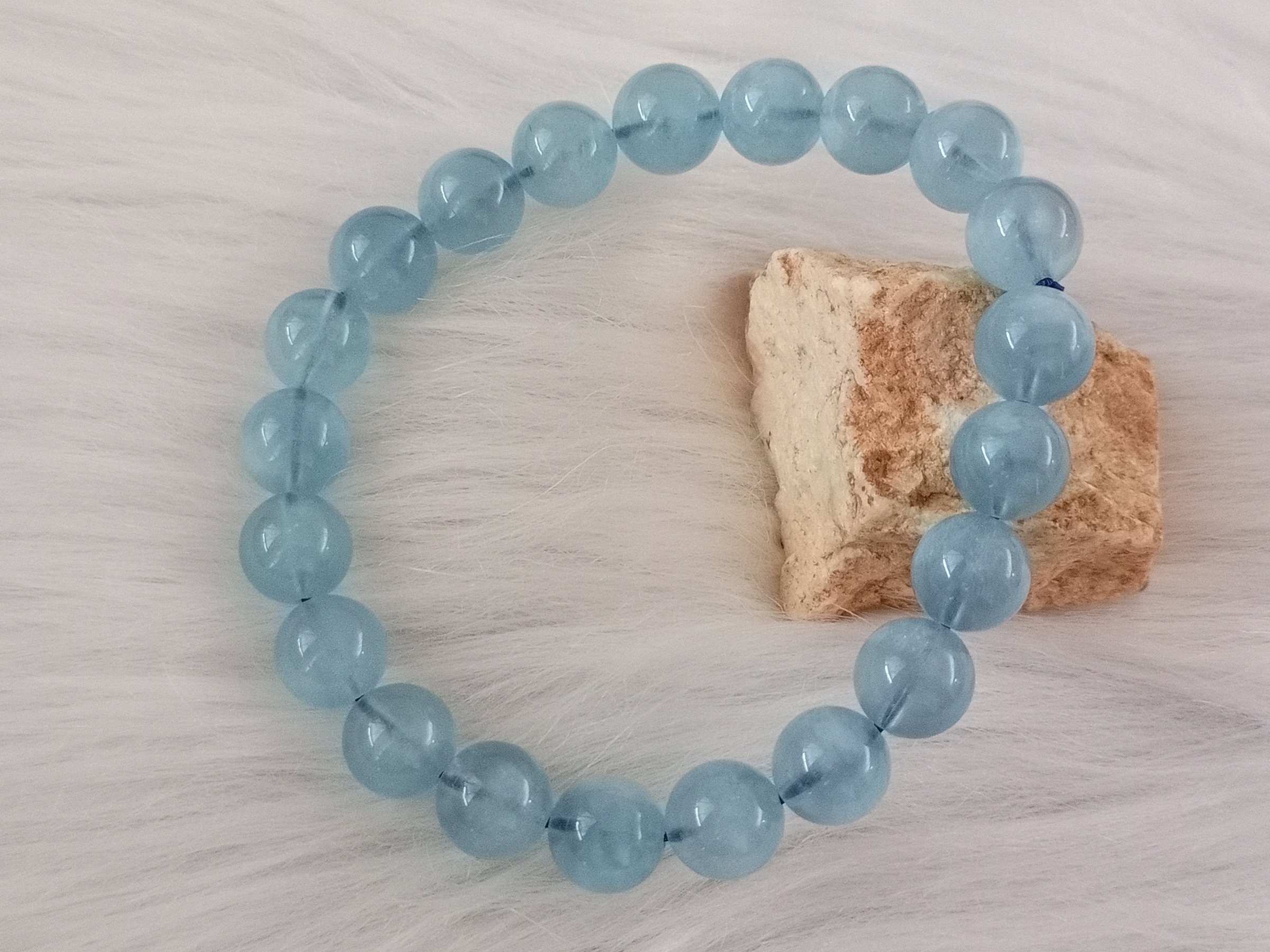 🍀 C155 - Natural Aquamarine Bracelet 9mm++ 天然猫眼海蓝宝手串 手链 9mm++