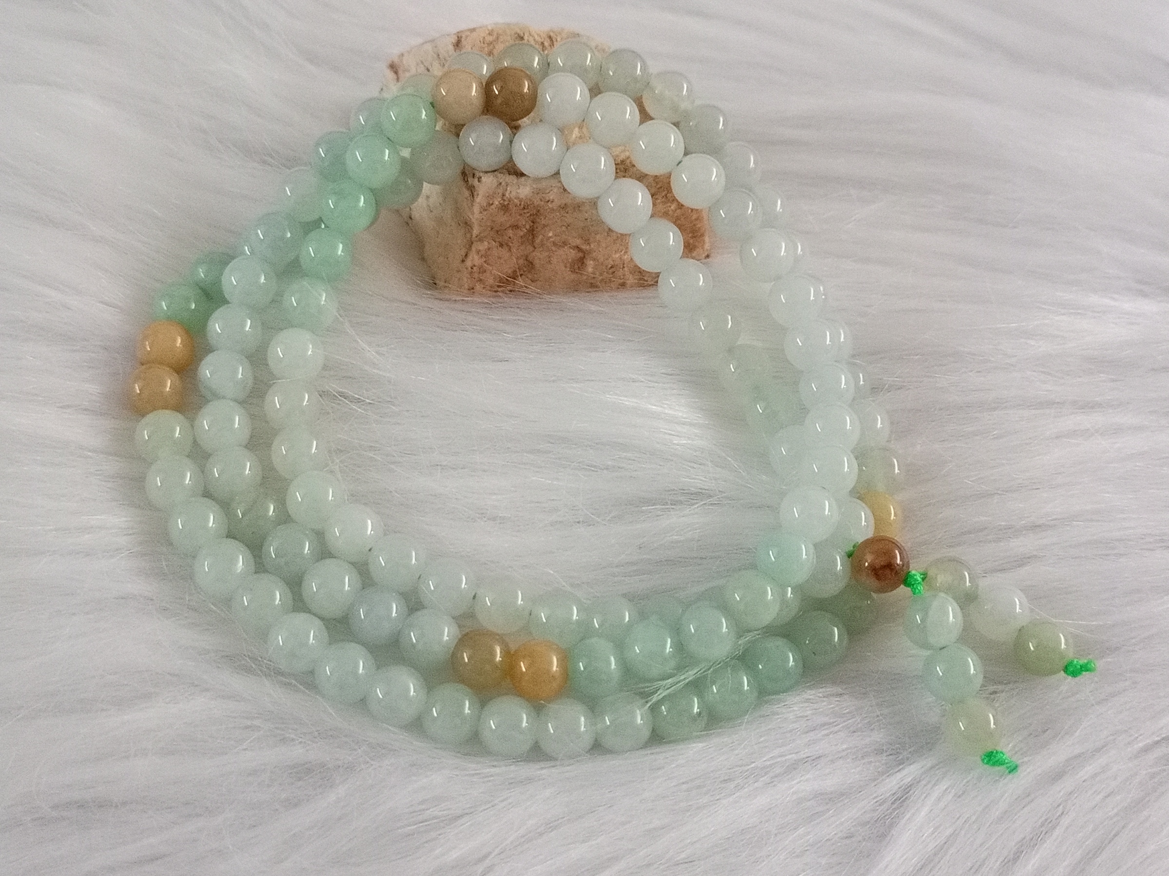 🍀 N025 - Natural Myanmar Jadeite Jade Bead Necklace 6mm 天然缅甸翡翠A货绿冰珠子项链 6mm