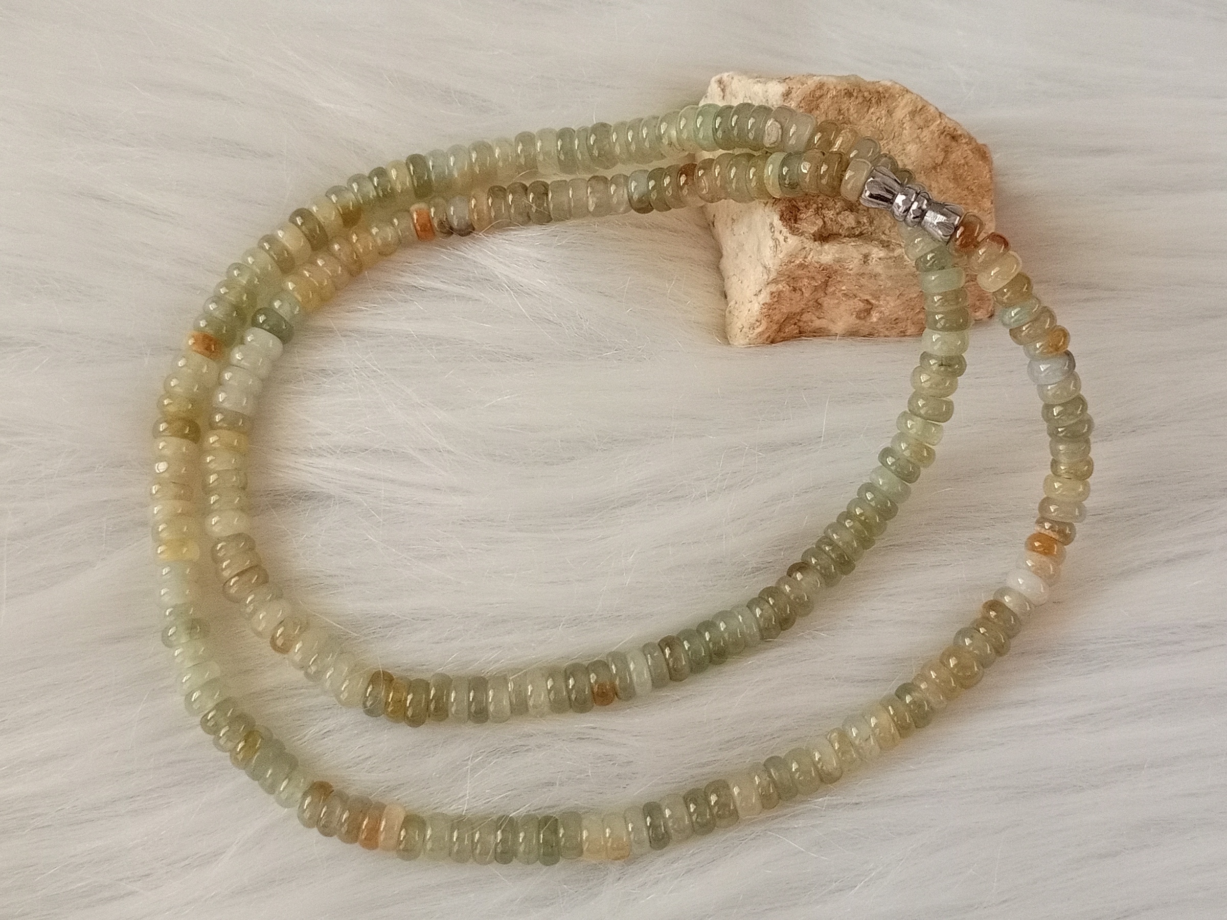 🍀 N030 - Natural Myanmar Jadeite Bead Jade Necklace 5mm++ 天然缅甸翡翠A货多色珠子项链 5mm++
