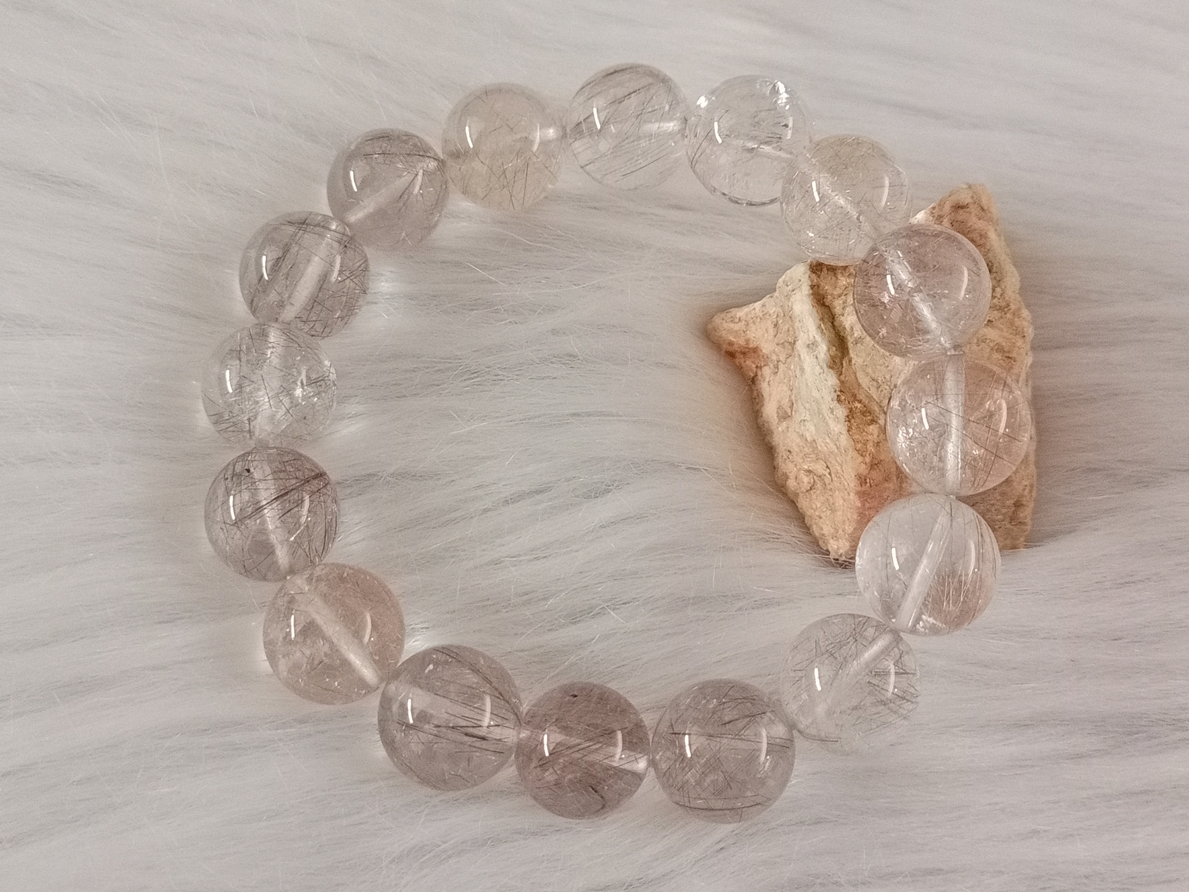 🍀 C168 - Natural Hair Crystal Bracelet 13mm++ 天然发晶手串 手链 13mm++