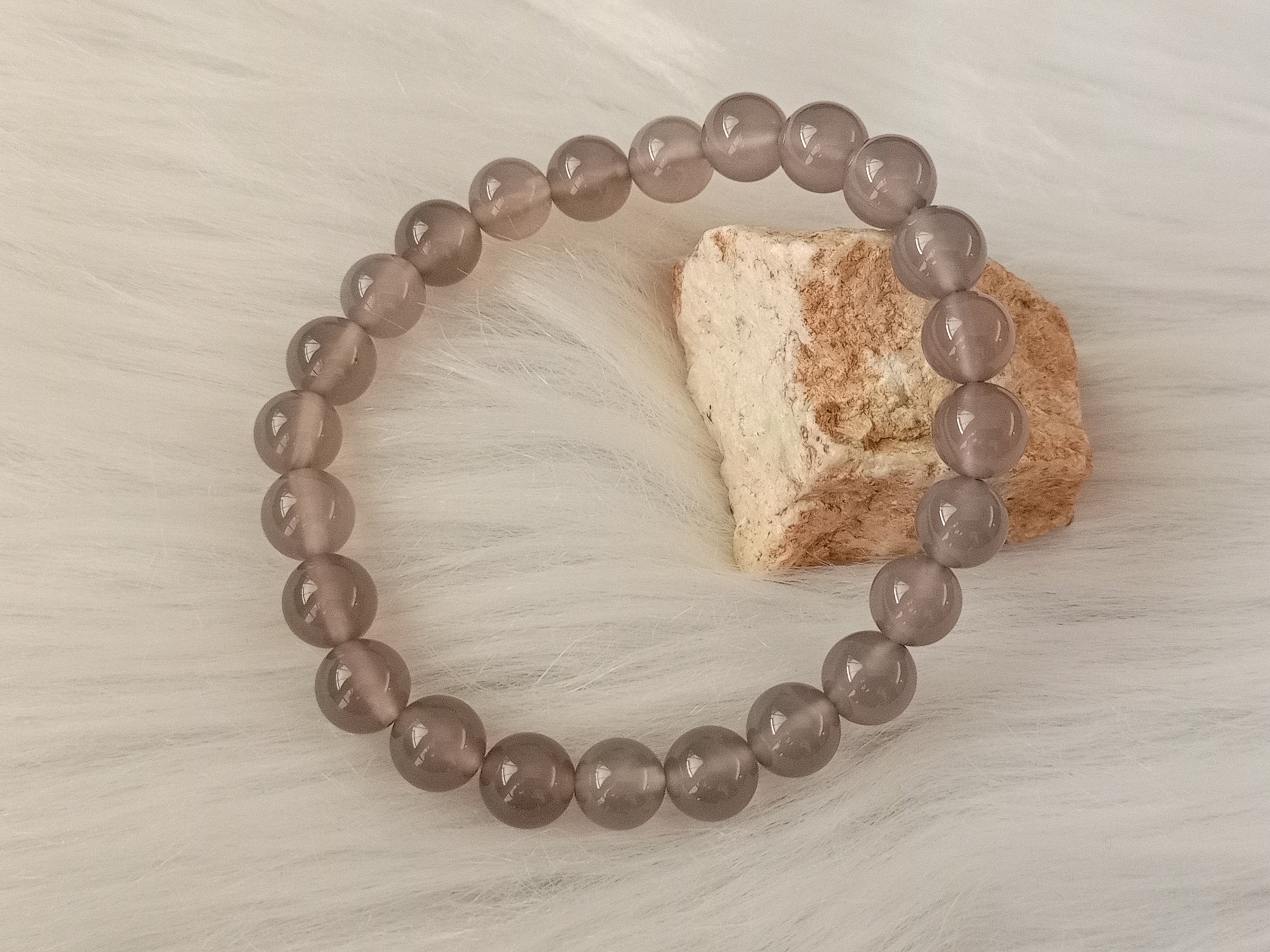 🍀 C201 - Natural Brazil Agate Chalcedony Bracelet 8mm++ 天然巴西玛瑙灰紫冰玉髓手串 手链 8mm++