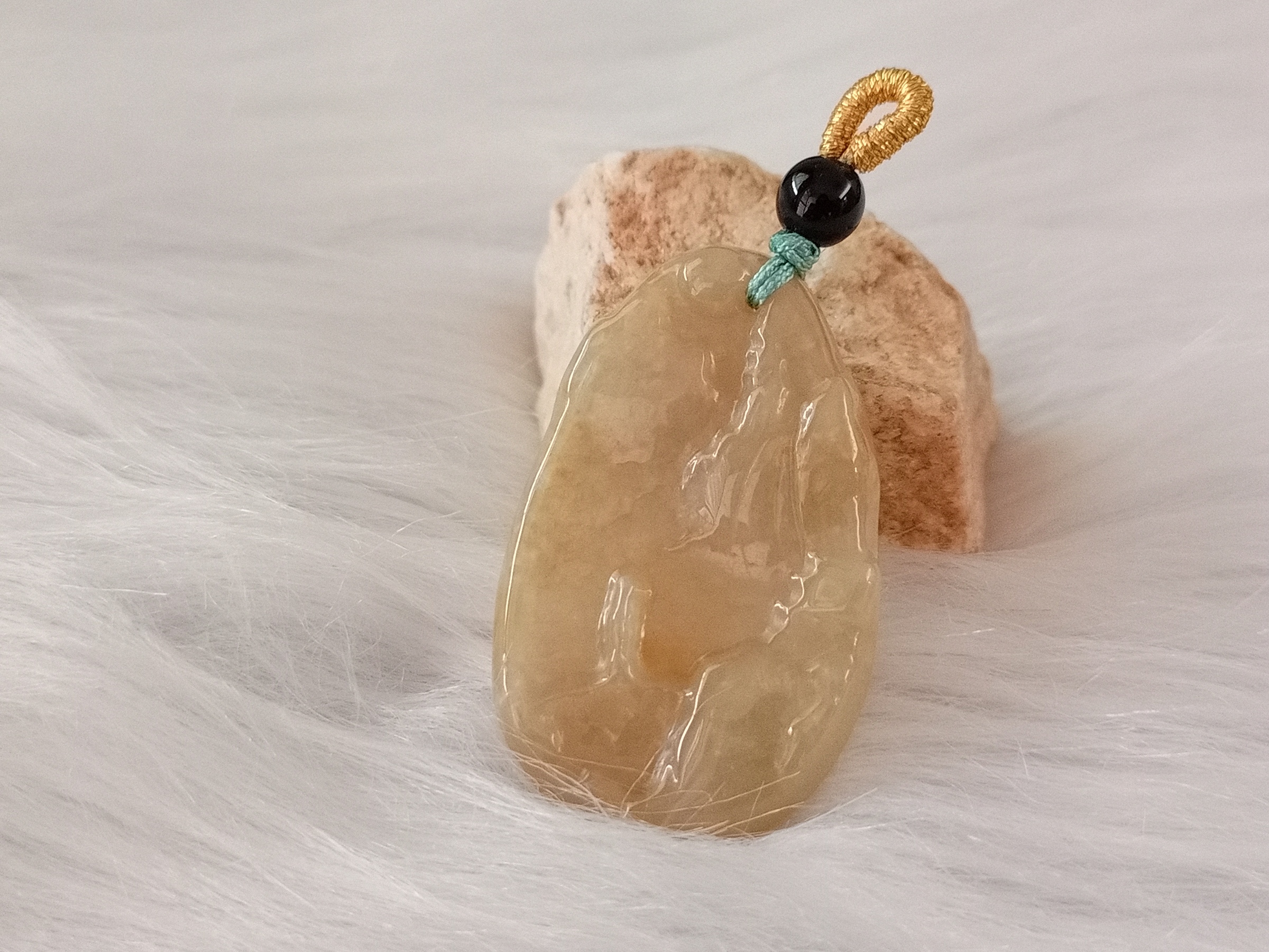 🍀 P451 - Natural Myanmar Jadeite Jade Pendant 天然缅甸黄翡翠A货 