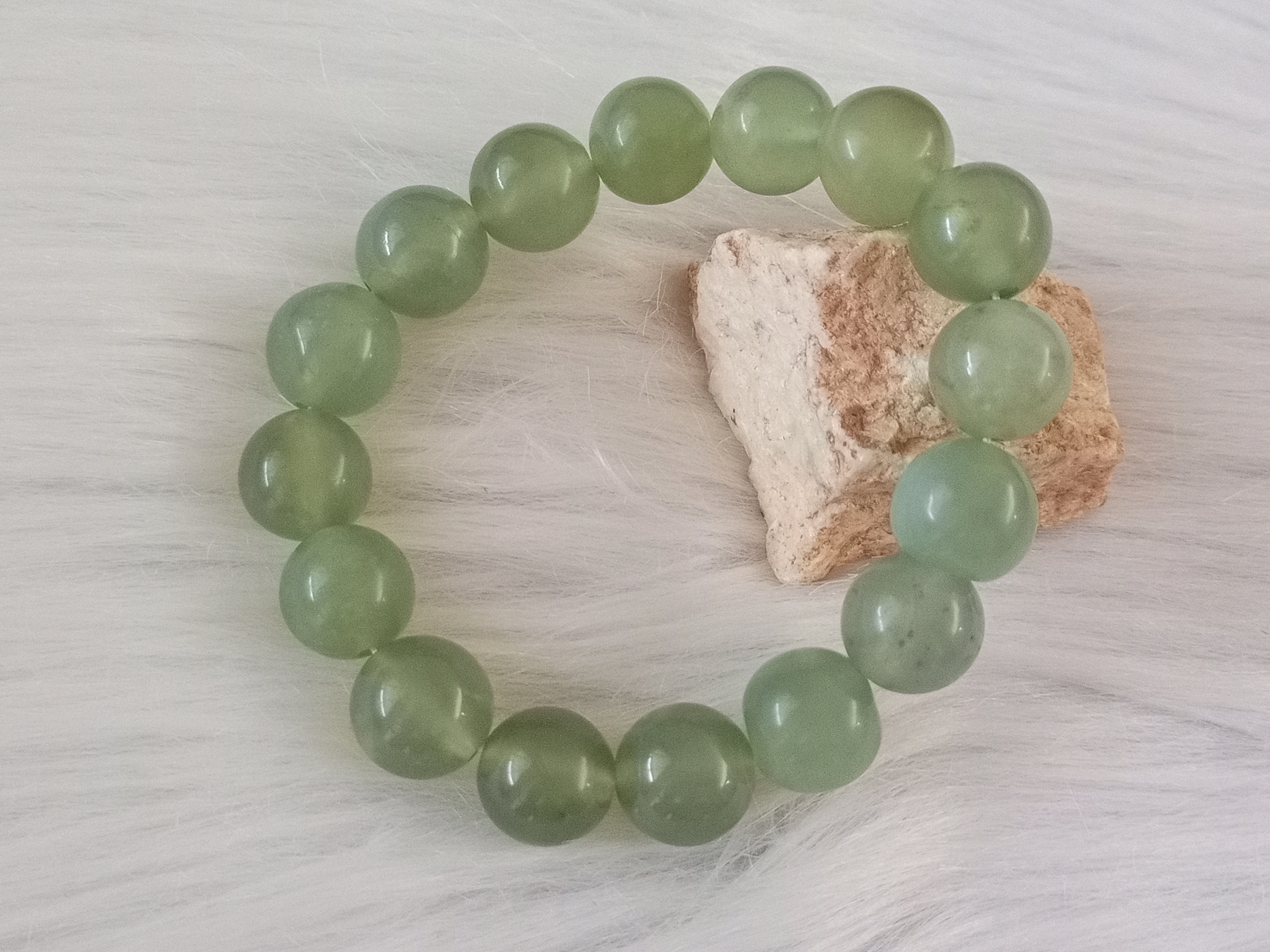 🍀 C209 - Natural Serpentine Jade Bracelet 11mm++ - 12mm++ (Got flaw) 天然岫岩岫玉绿冰手串 手链 11mm++ - 12mm++ (有瑕)