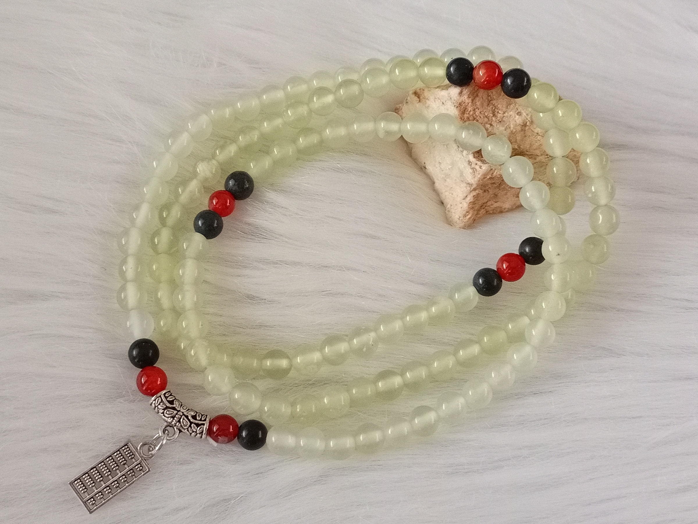 🍀 N035 - Natural Serpentine Jade Bead Necklace/ Multi-Circle Bracelet  6mm++ 天然岫岩岫玉浅绿冰珠子项链/ 多圈手串 手链  6mm++