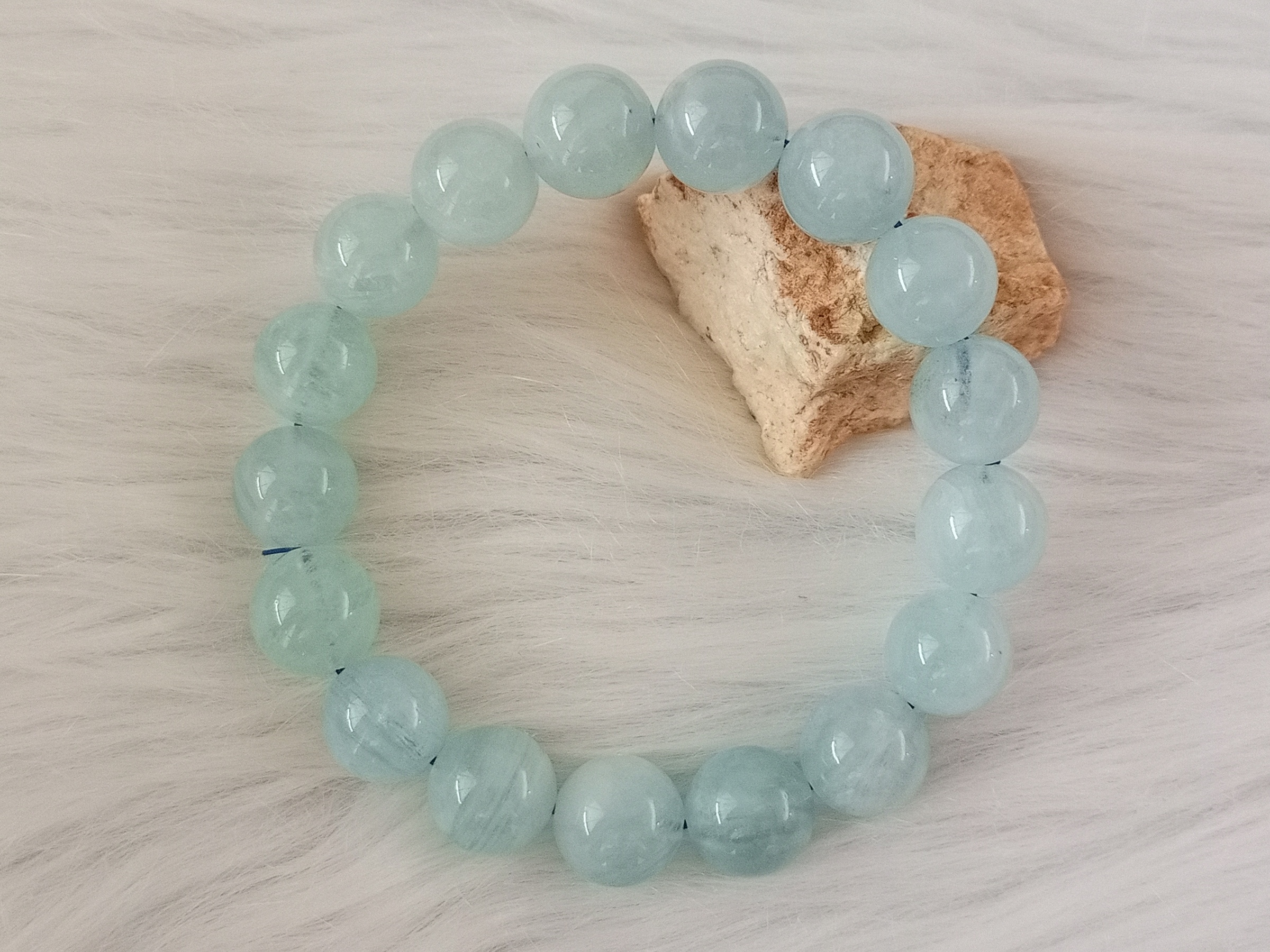 🍀 C219 - Natural Aquamarine Bracelet 12mm++ 天然海蓝宝手串 手链 12mm++