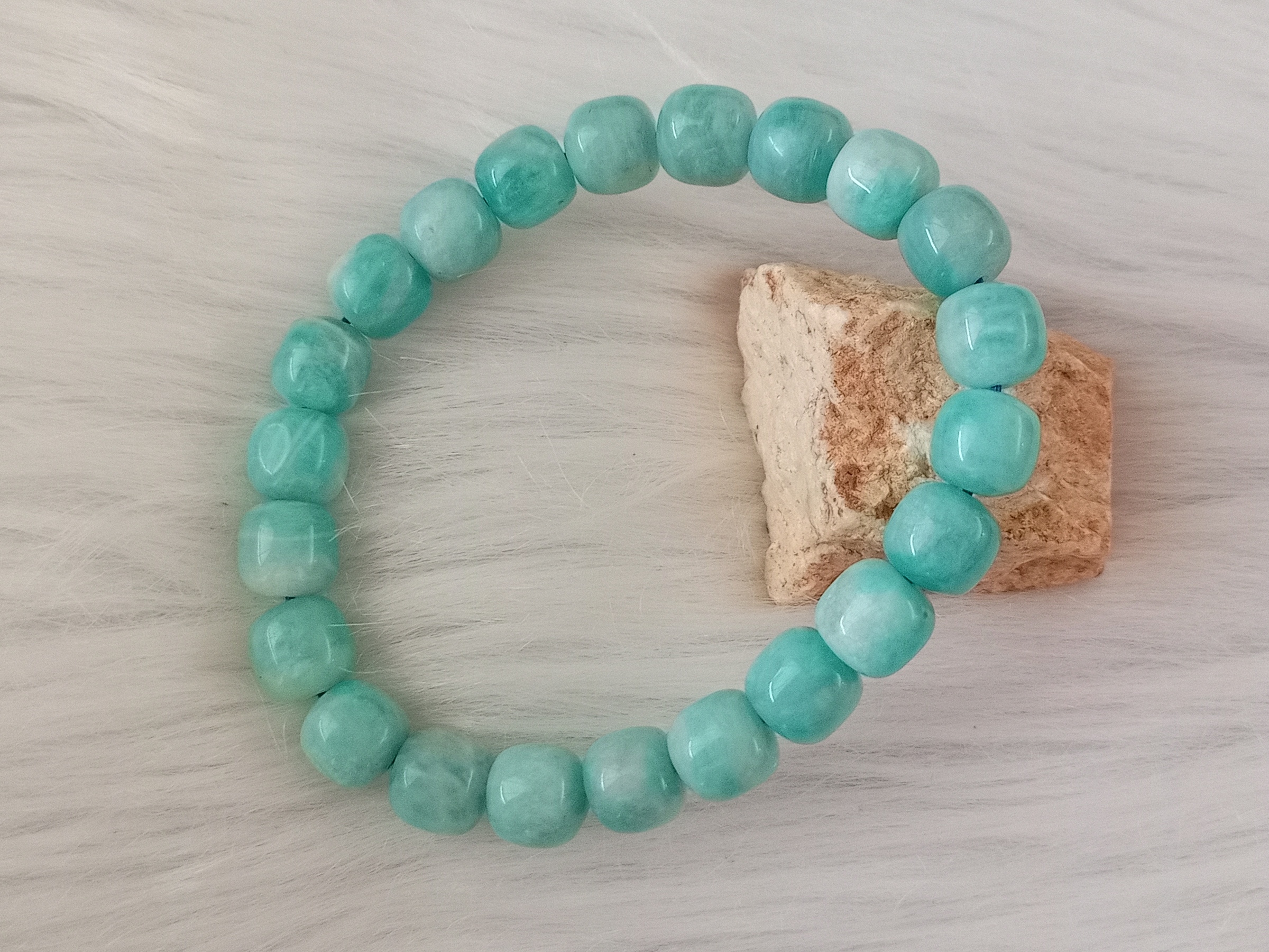 🍀 C223 - Natural Amazonite Bracelet 9mm++ (Slightly flawed) 天然天河石手串 手链 9mm++ (微瑕)