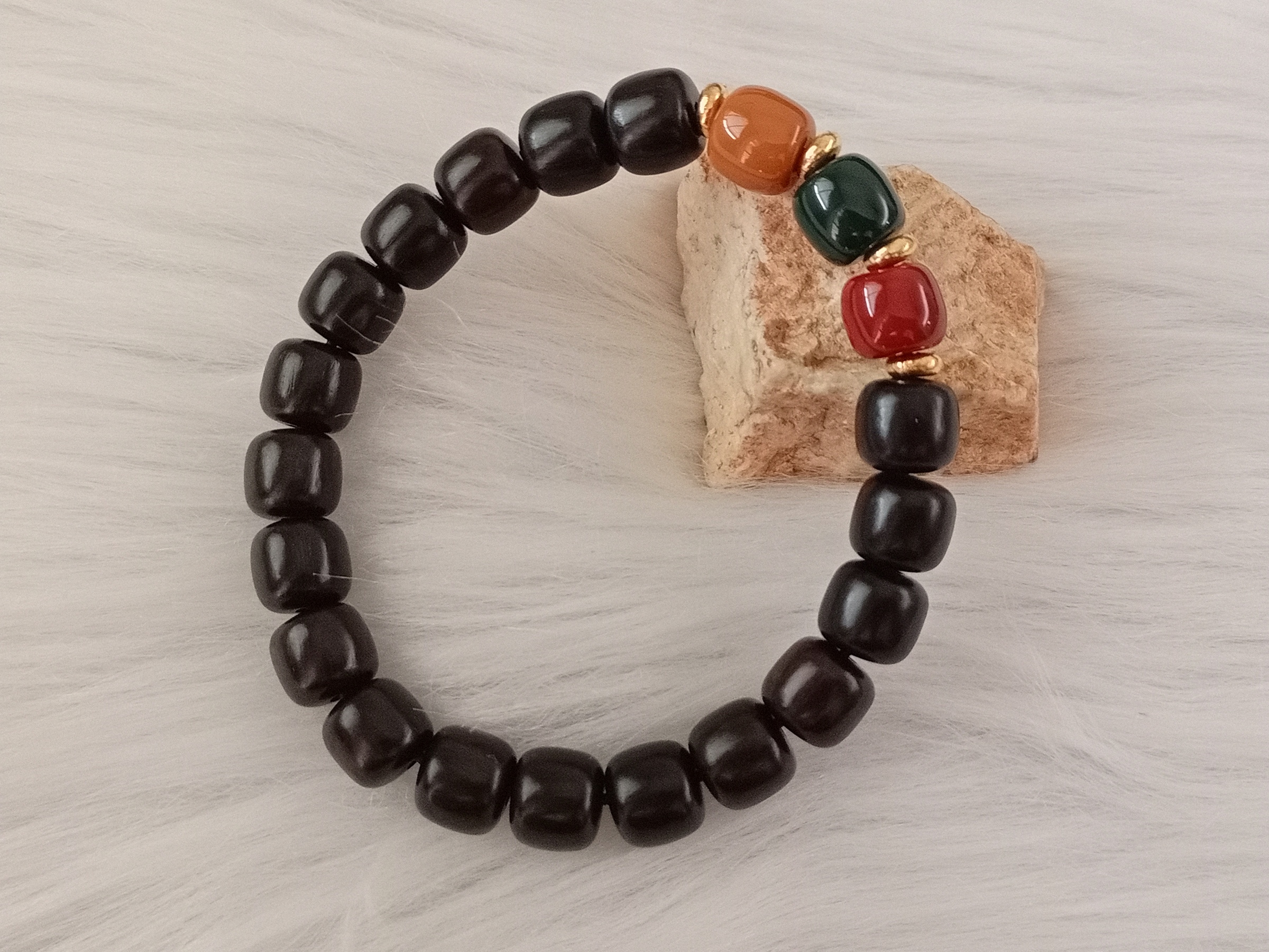 🍀 C230 - Natural Ebony Wood Bracelet 9mm++ 天然黑檀木手串 手链 9mm++​