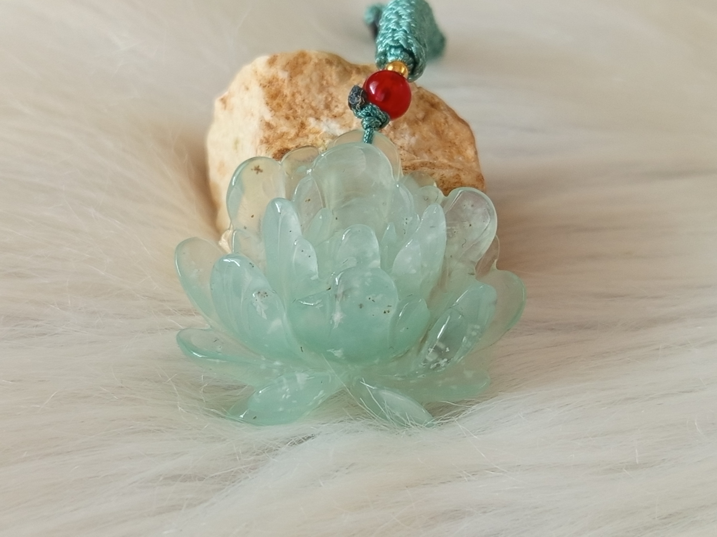 🍀 P667 - Natural Serpentine TianQing Frozen Jade Pendant (with