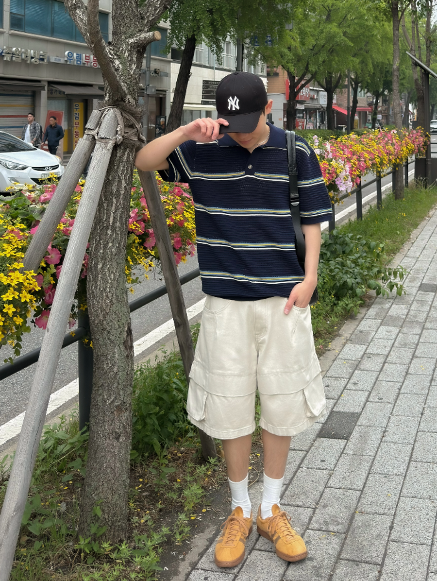 OPPA KOREA - 正韓男裝 | CROCHET STRIPE COLLAR KNIT