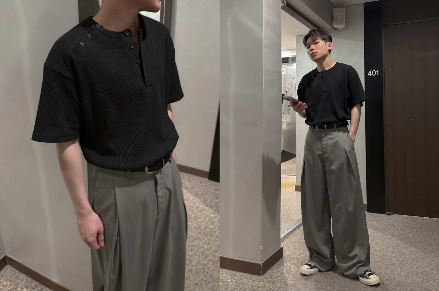 OPPA KOREA - 正韓男裝 | HENRY NECK BUTTON HALF T