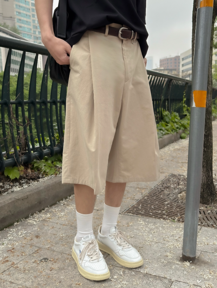 OPPA KOREA - 正韓男裝 | DEEP PINTUCK COTTON BERMUDA PANTS