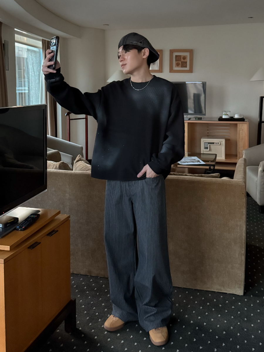 OPPA KOREA - 正韓男裝 | PAINTING CROPPED WAFFLE TEE