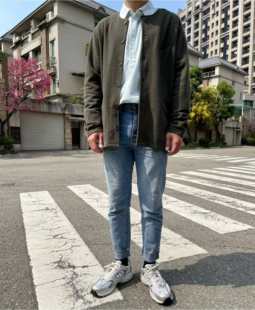 OPPAKOREA 半襟領口袋長袖襯衫 (3色)