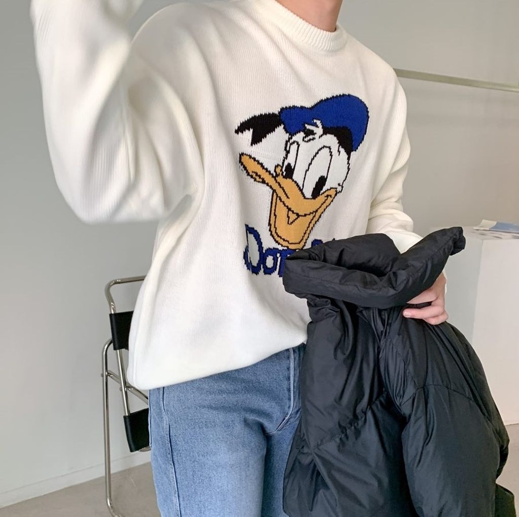 OPPAKOREA Donald 刺繡唐老鴨厚磅針織衫 (迪士尼正版) (4色)