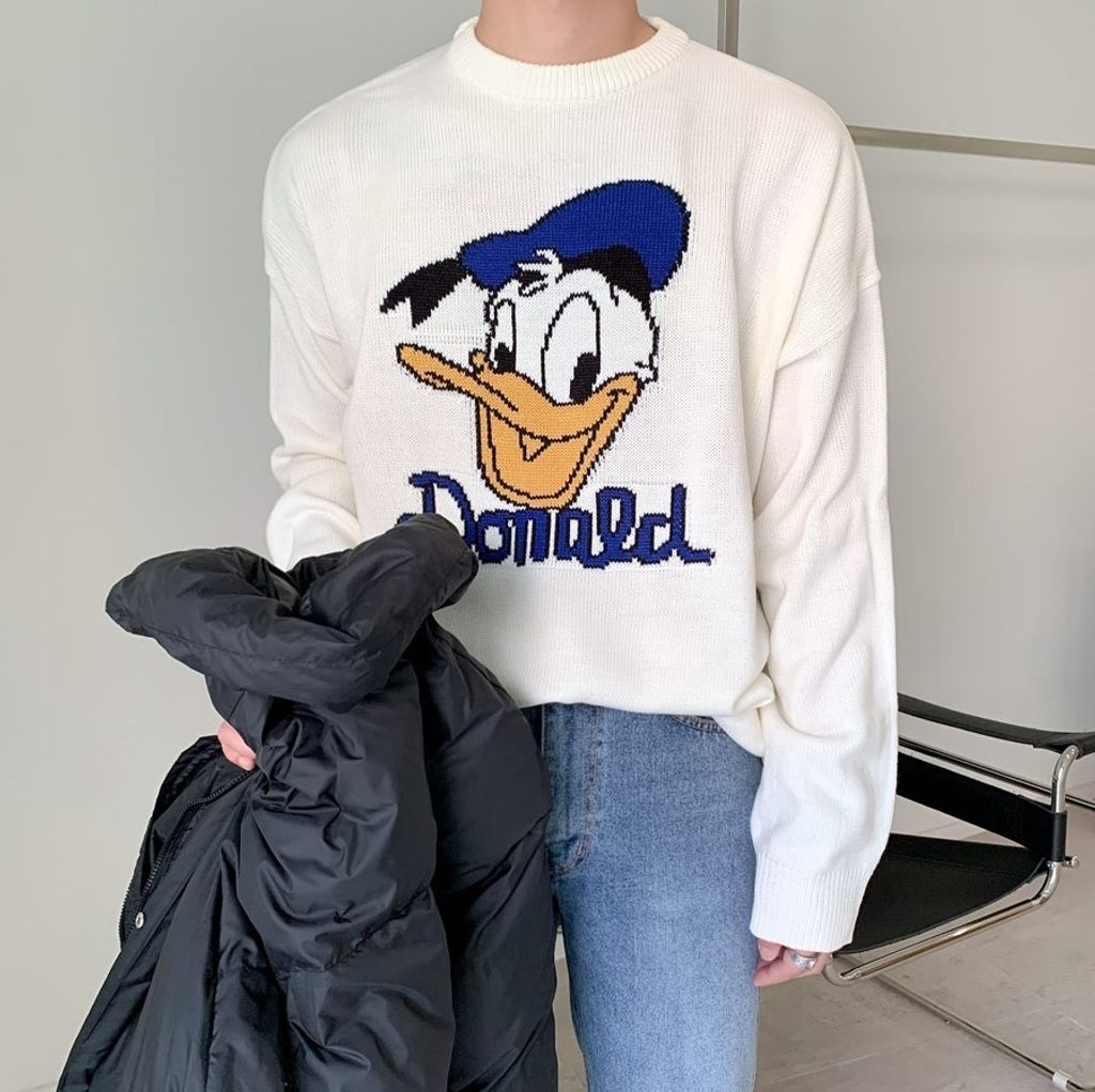 OPPAKOREA Donald 刺繡唐老鴨厚磅針織衫 (迪士尼正版) (4色)