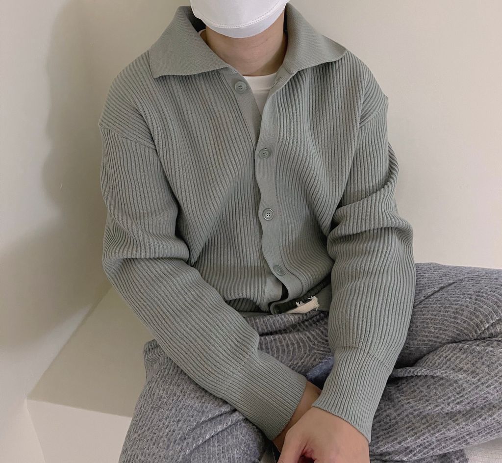 OPPAKOREA 翻領開襟厚磅針織衫 (6色)