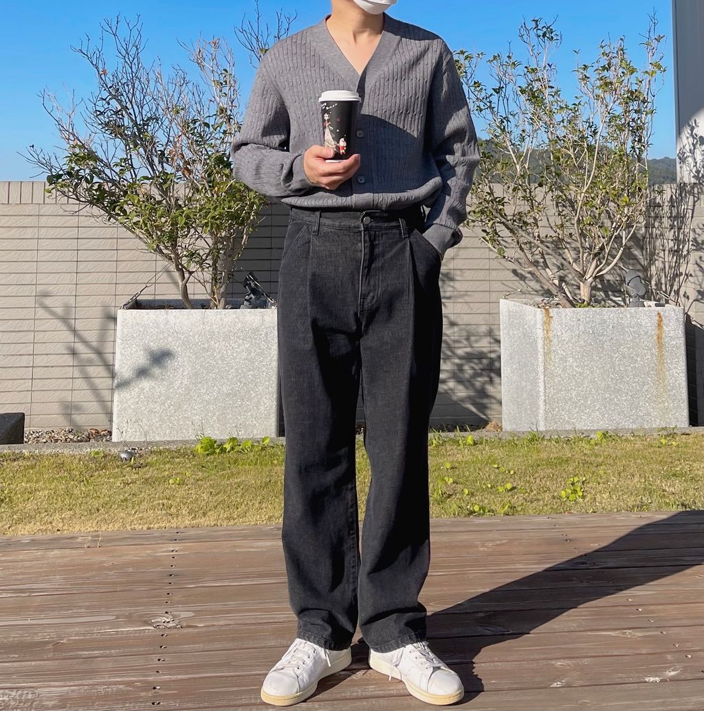 OPPAKOREA 細褶微寬牛仔褲 (3色)