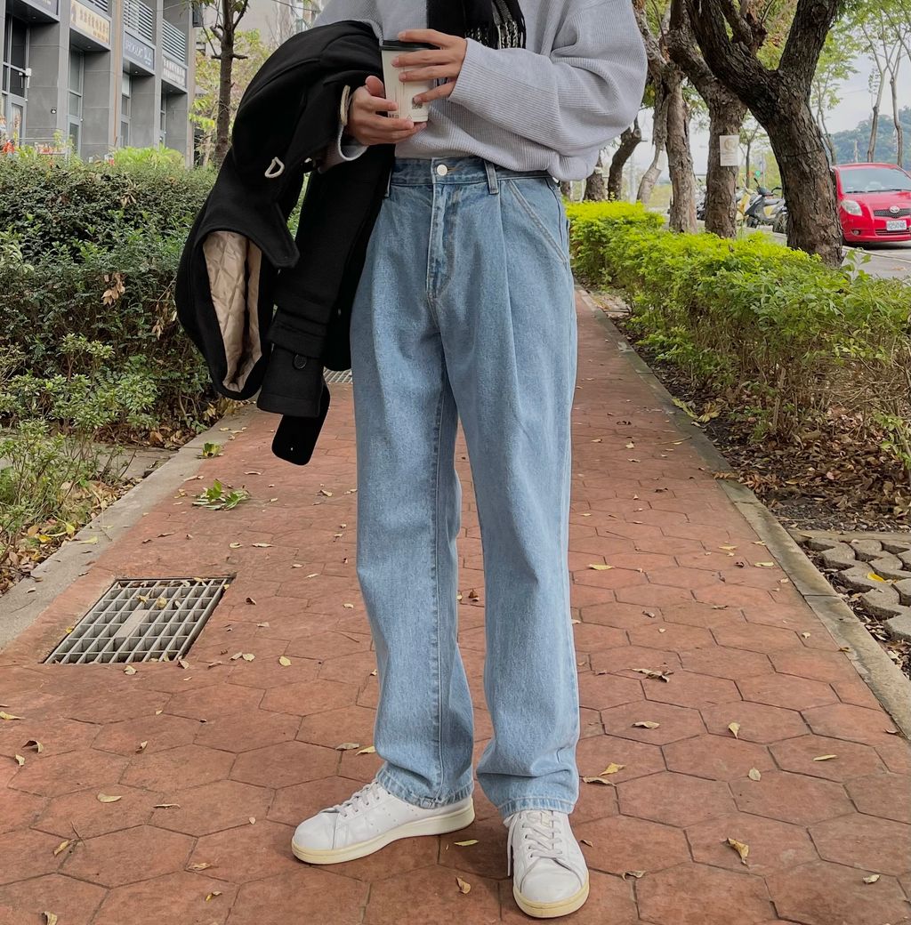OPPAKOREA 細褶微寬牛仔褲 (3色)