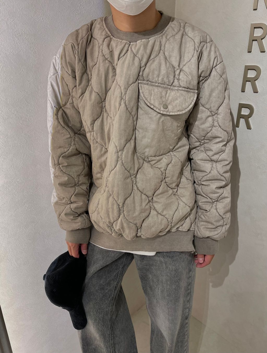 OPPAKOREA 水洗葫蘆格紋口袋鋪棉衛衣 (3色)