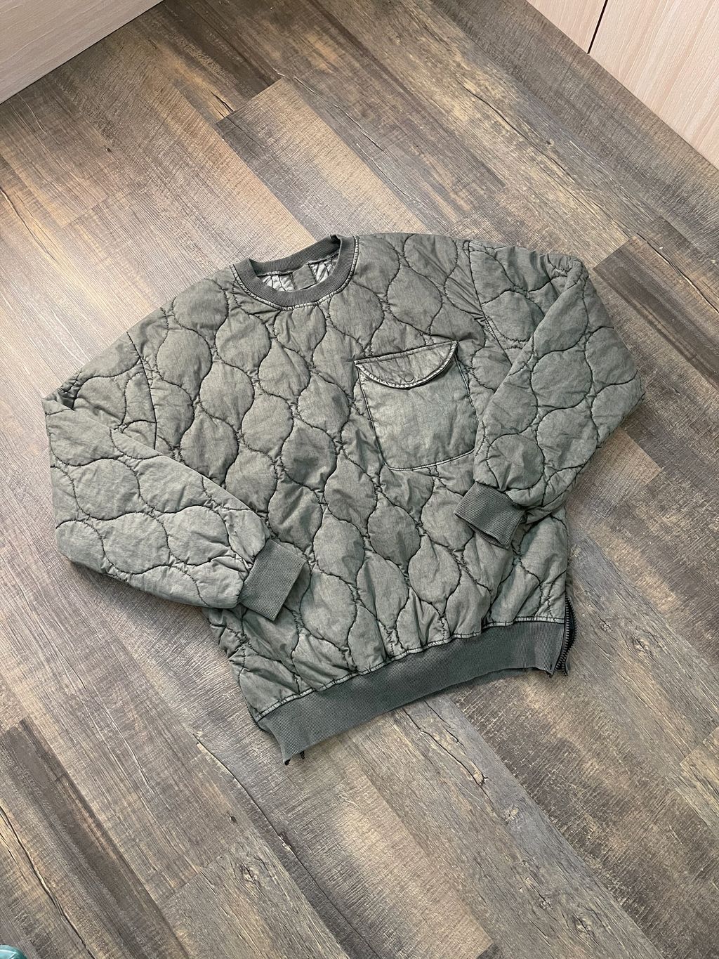 OPPAKOREA 水洗葫蘆格紋口袋鋪棉衛衣 (3色)