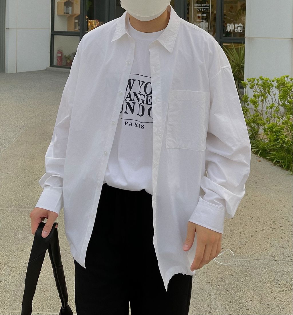 OPPAKOREA 高密度棉寬鬆襯衫外套 (2色)