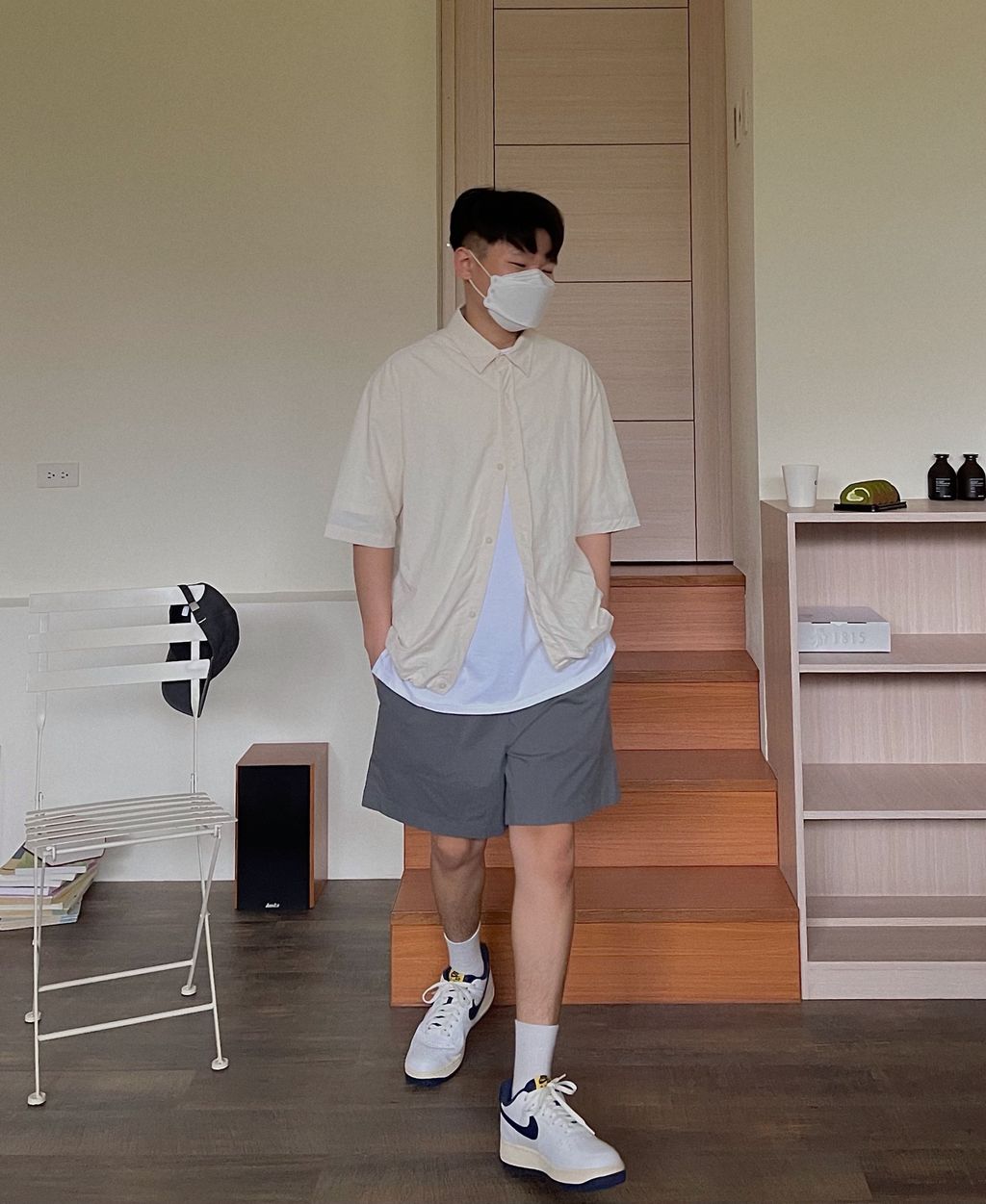 OPPAKOREA 皺褶抽繩短袖襯衫 (2色) (涼爽機能材質)