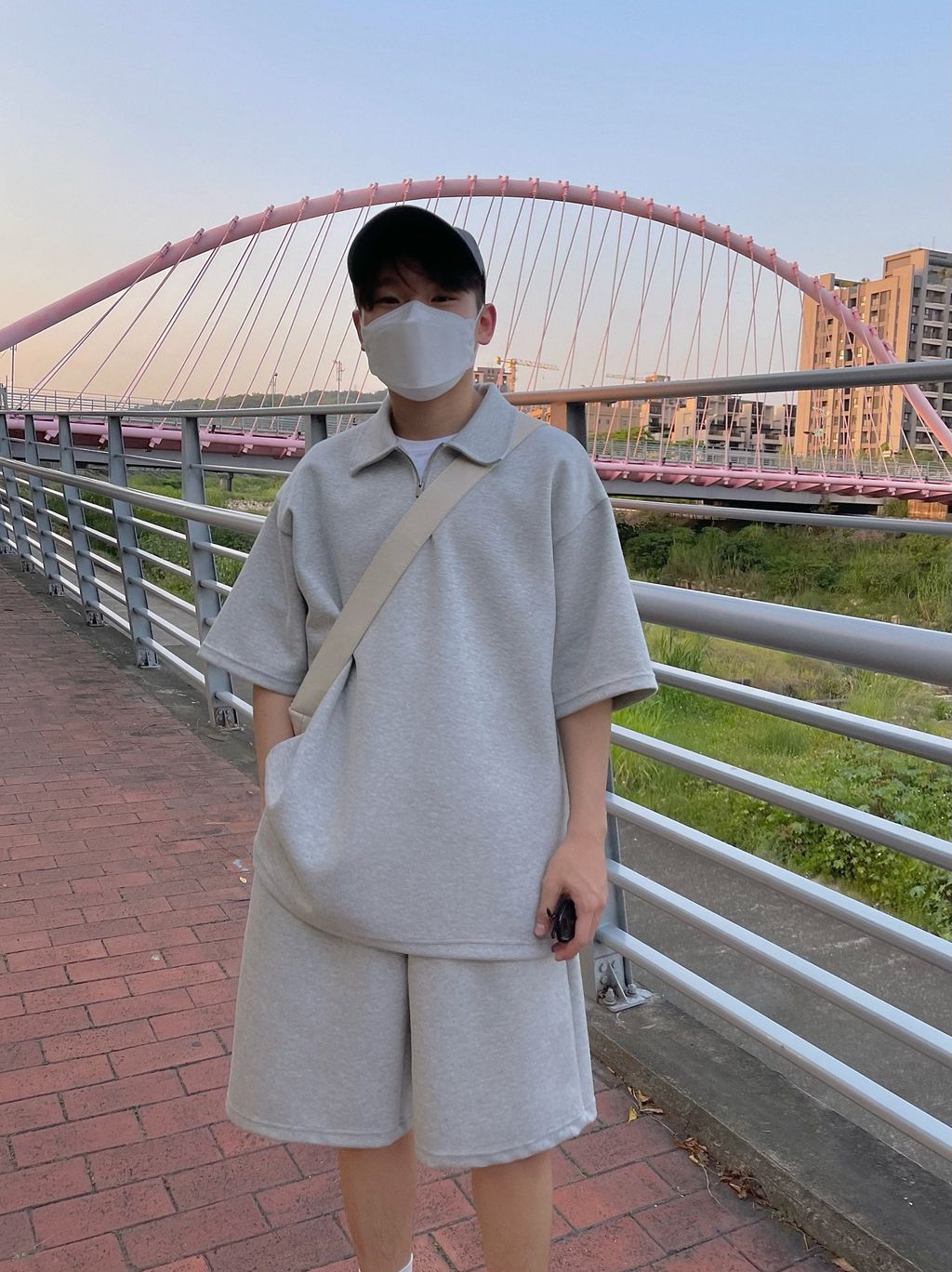 OPPAKOREA 綁帶及膝百慕達棉短褲 (3色) (挺拔的棉料/可搭配套裝)