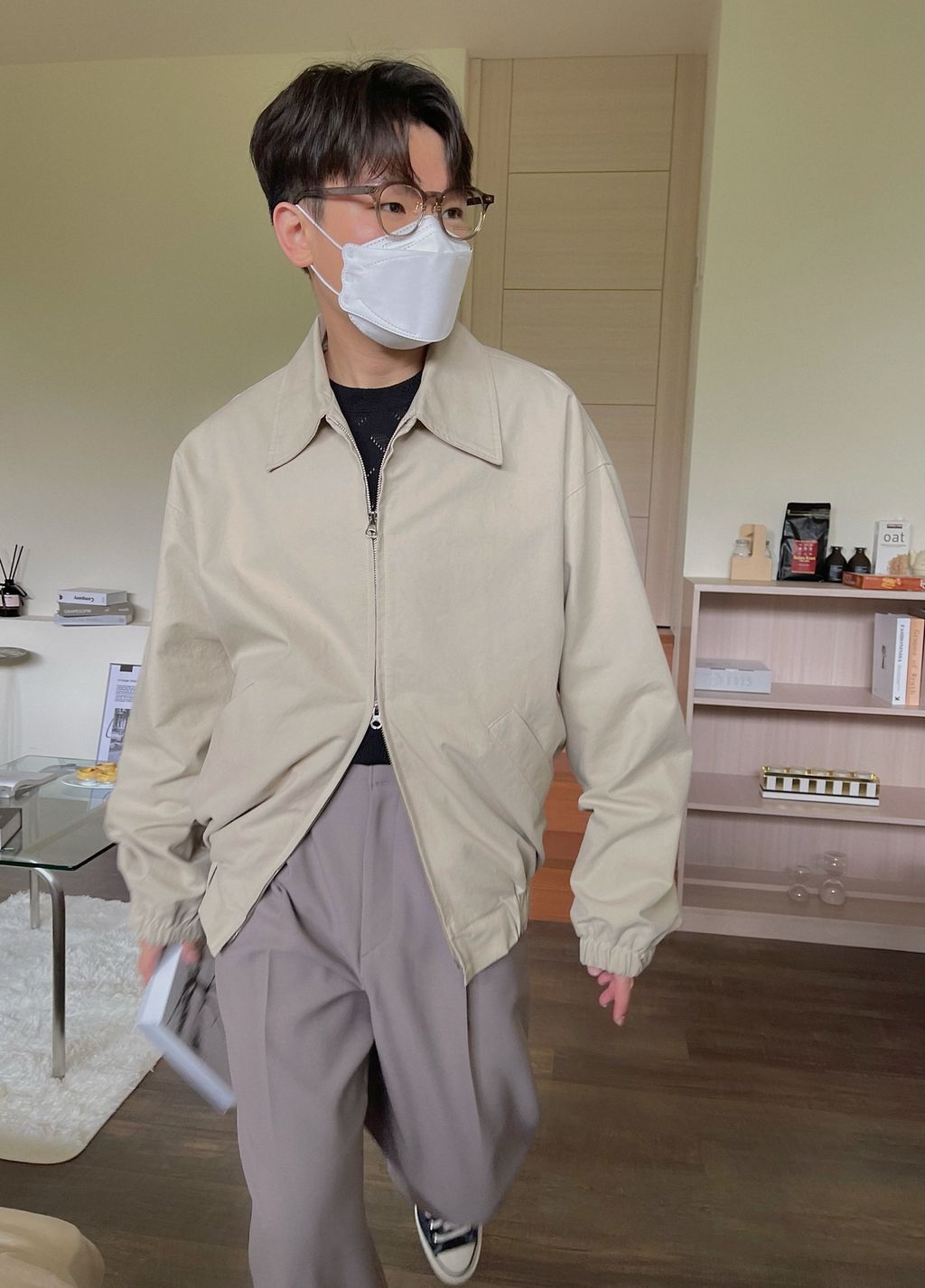 OPPAKOREA 翻領雙拉鍊縮口外套 (2色)