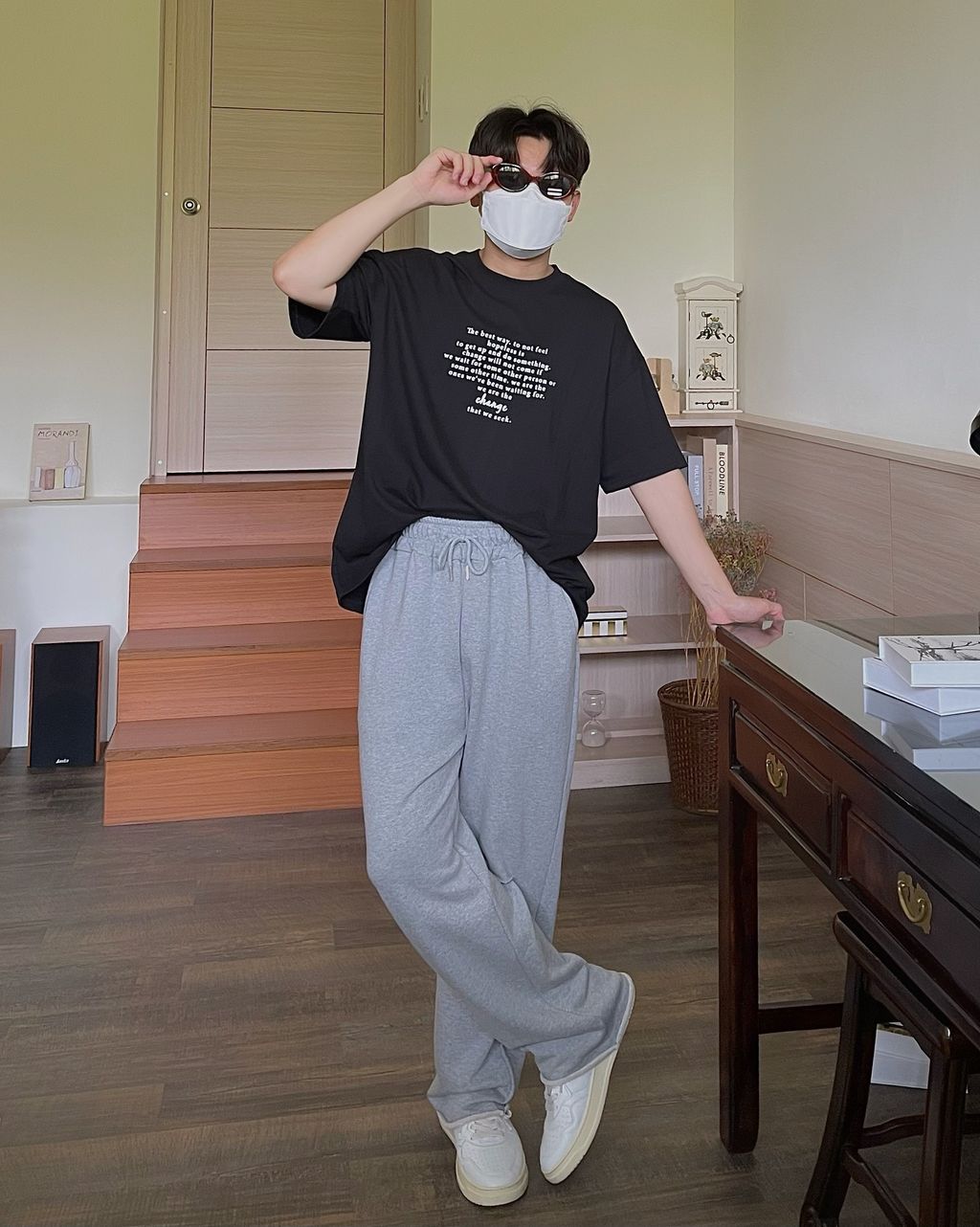 OPPAKOREA 破壞剪裁綁帶棉寬褲 (2色) (推薦單品!!!)