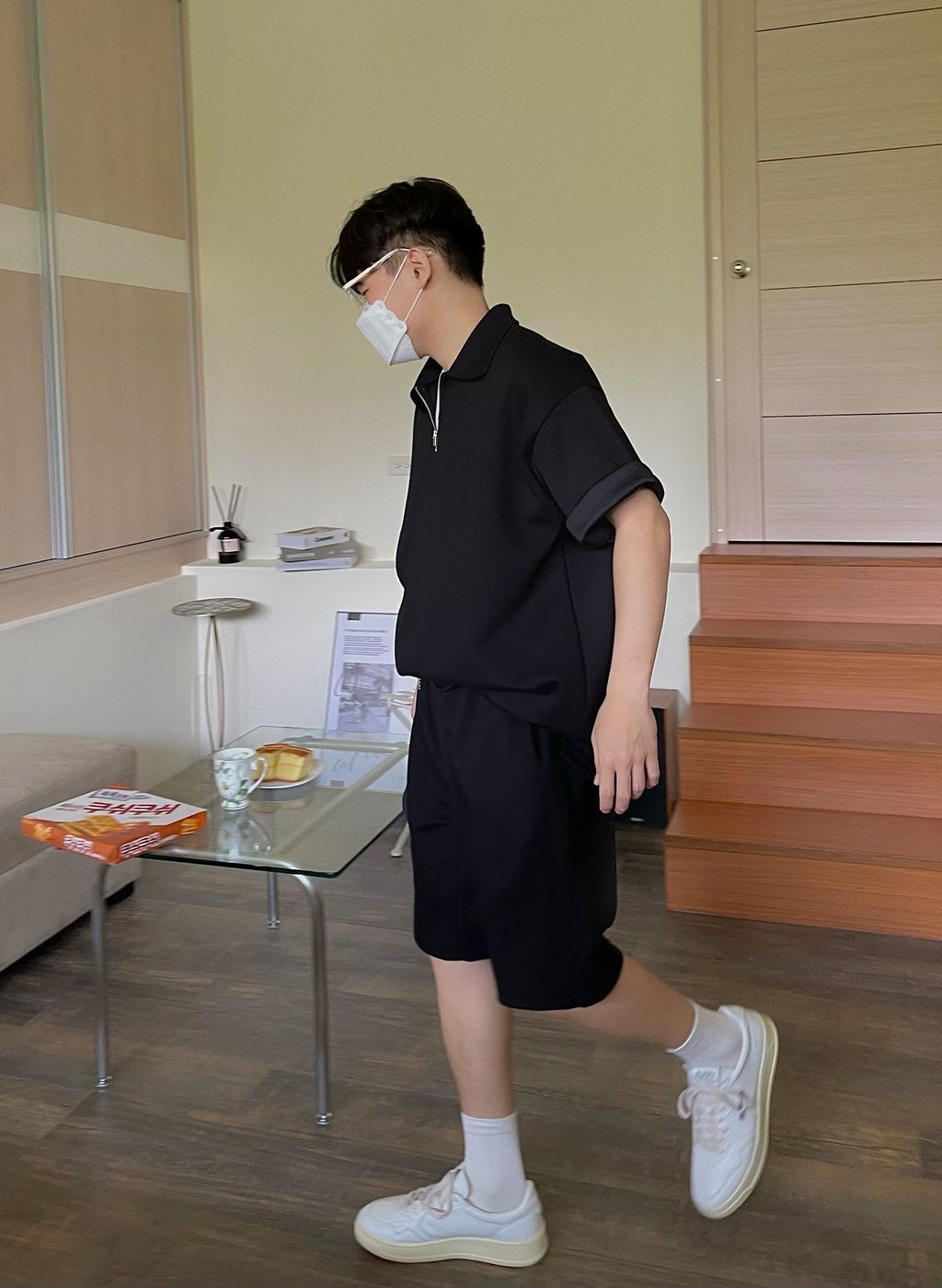 OPPAKOREA 翻領半拉鍊短T (3色) (挺拔的棉料/可搭配套裝)