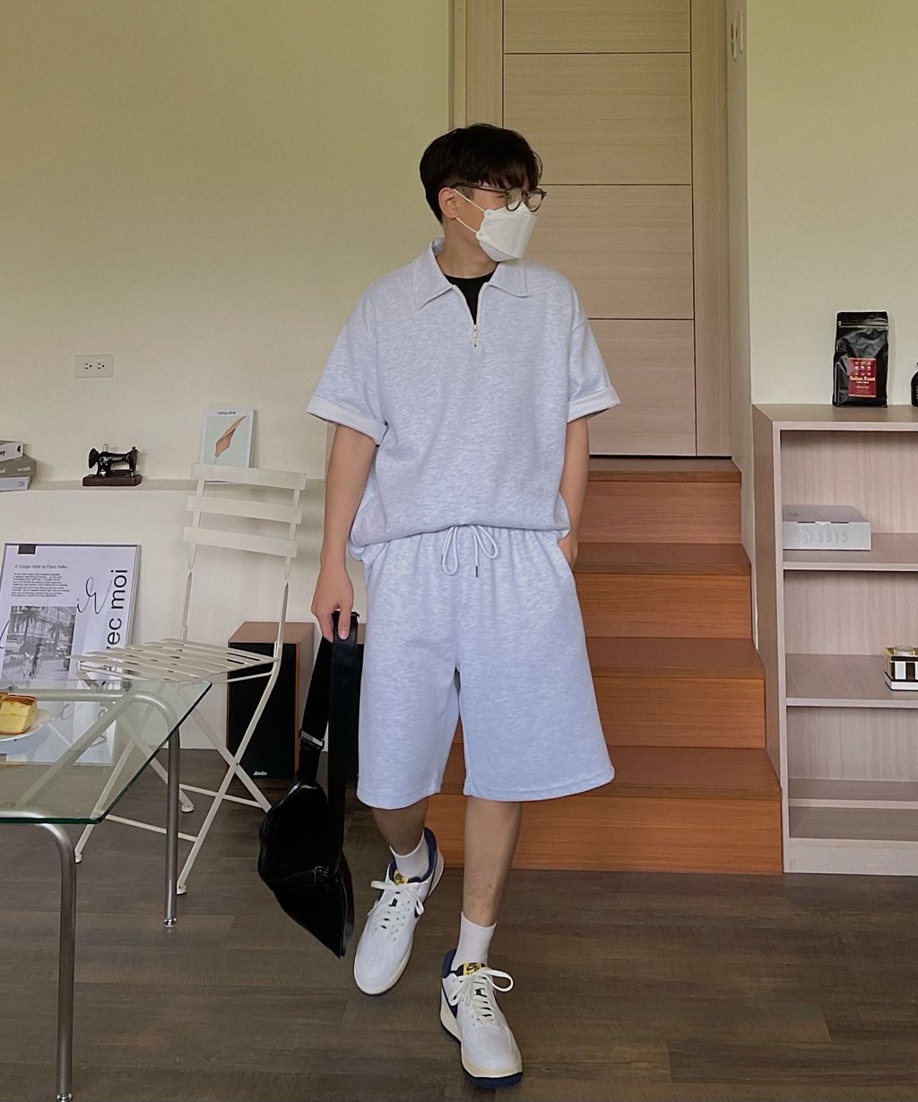 OPPAKOREA 綁帶及膝百慕達棉短褲 (3色) (挺拔的棉料/可搭配套裝)