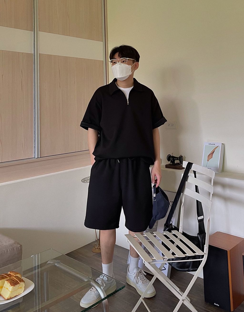 OPPAKOREA 綁帶及膝百慕達棉短褲 (3色) (挺拔的棉料/可搭配套裝)