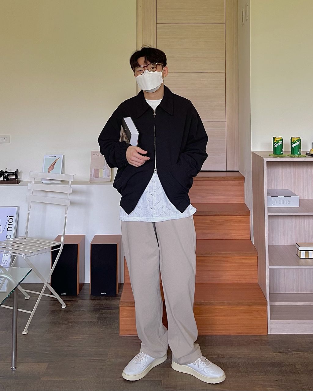 OPPAKOREA 後鬆緊斜紋棉寬褲 (3色) (高密度水洗棉料)