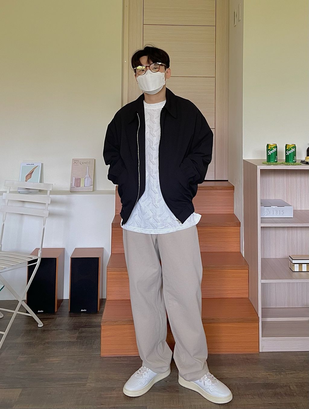 OPPAKOREA 後鬆緊斜紋棉寬褲 (3色) (高密度水洗棉料)