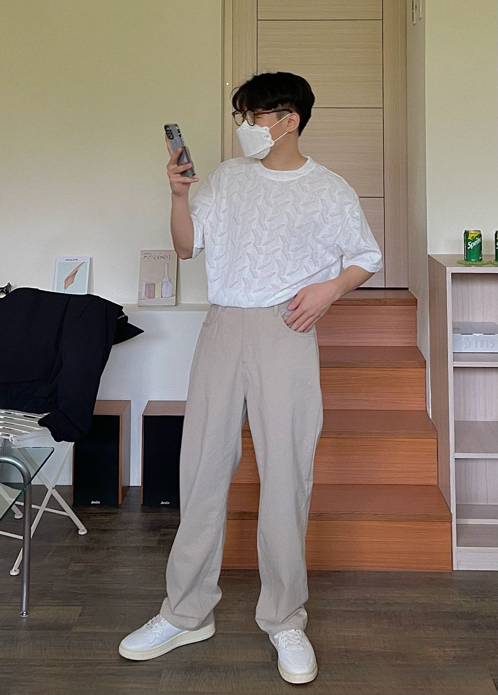 OPPAKOREA 後鬆緊斜紋棉寬褲 (3色) (高密度水洗棉料)