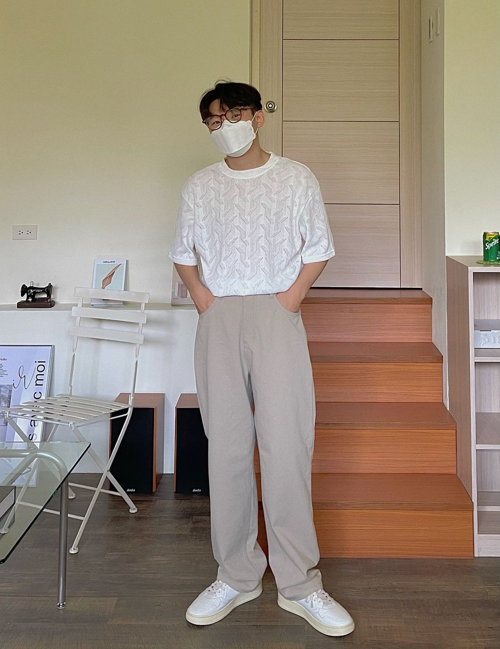 OPPAKOREA 後鬆緊斜紋棉寬褲 (3色) (高密度水洗棉料)