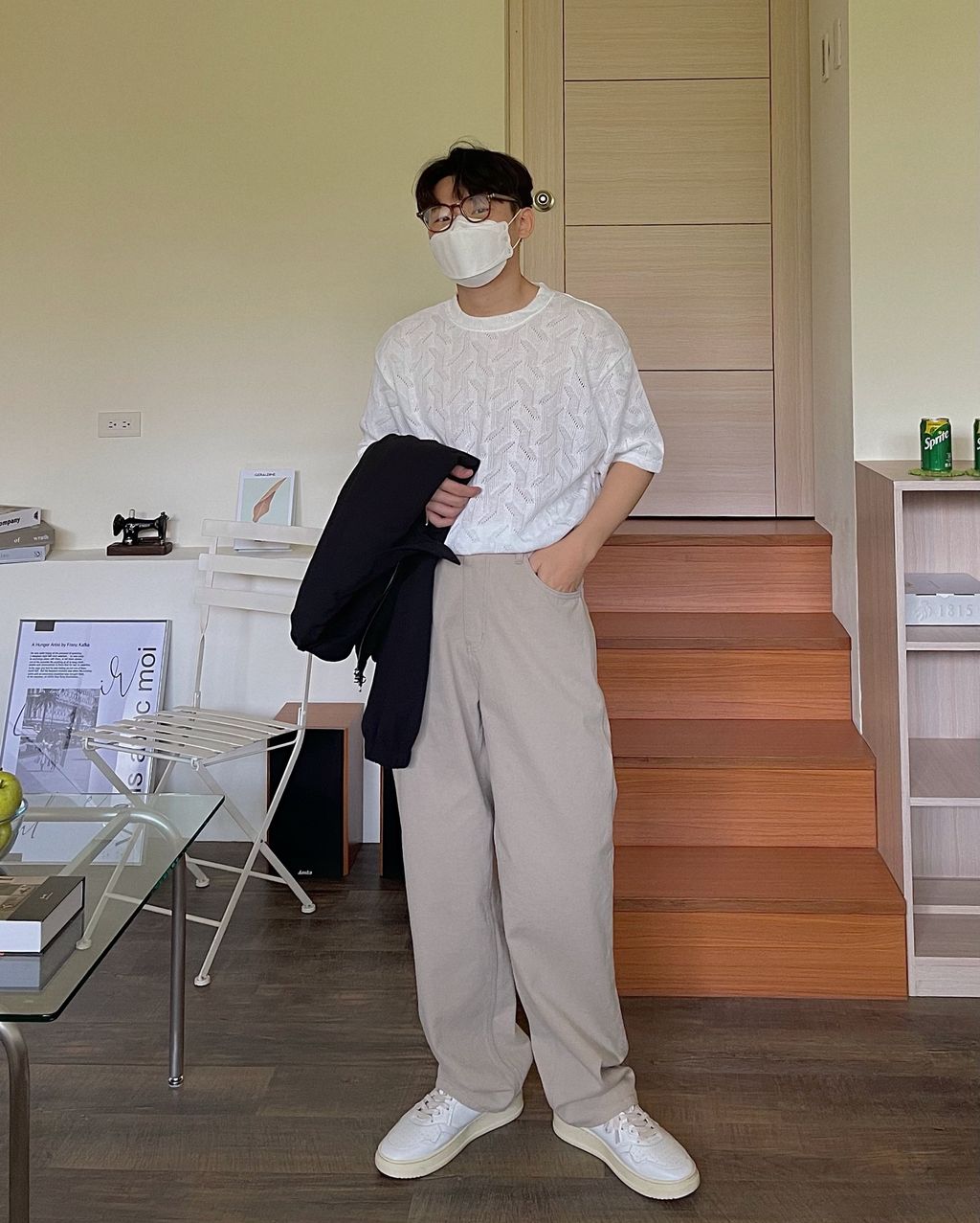 OPPAKOREA 後鬆緊斜紋棉寬褲 (3色) (高密度水洗棉料)
