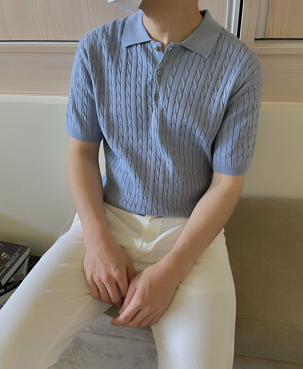 OPPAKOREA 亞麻麻花針織短袖開衫 (12色) (優質亞麻棉/舒適涼爽)