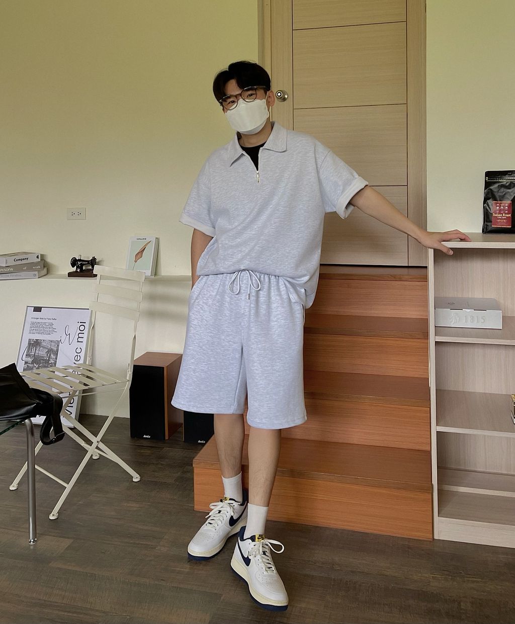 OPPAKOREA 翻領半拉鍊短T (3色) (挺拔的棉料/可搭配套裝)