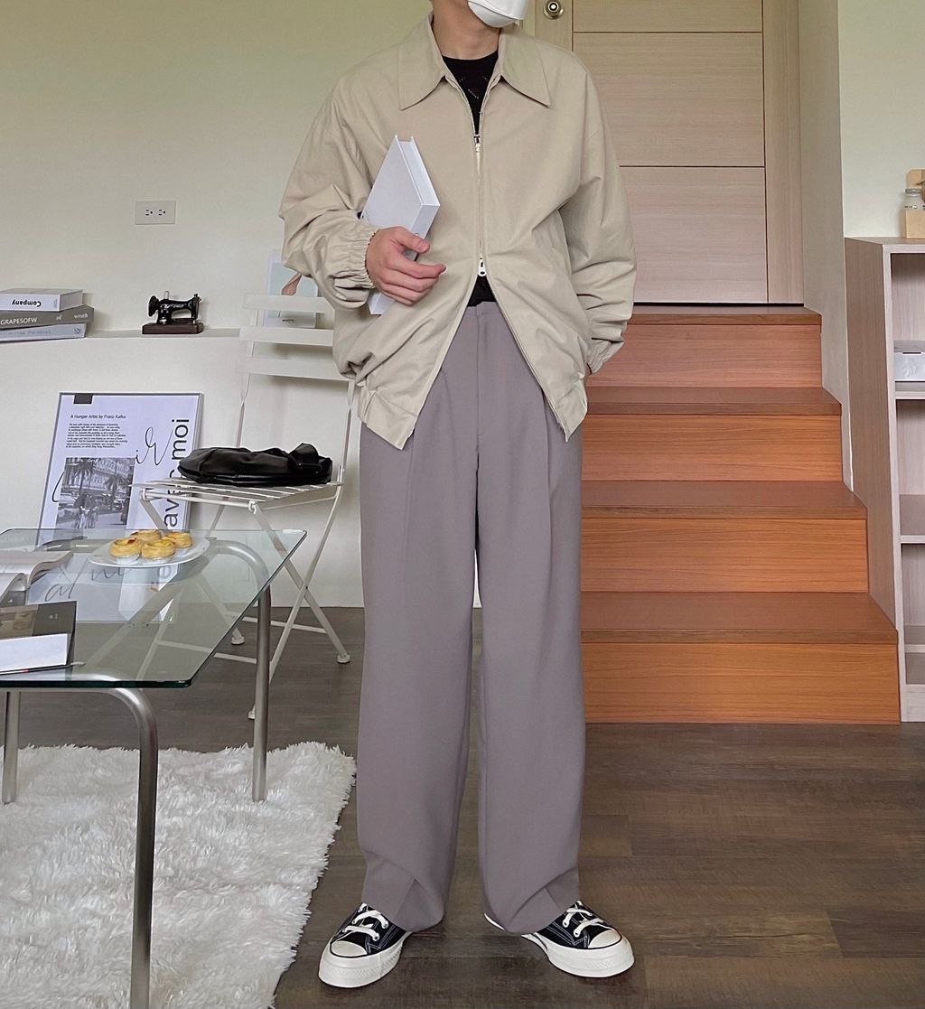 OPPAKOREA 翻領雙拉鍊縮口外套 (2色)